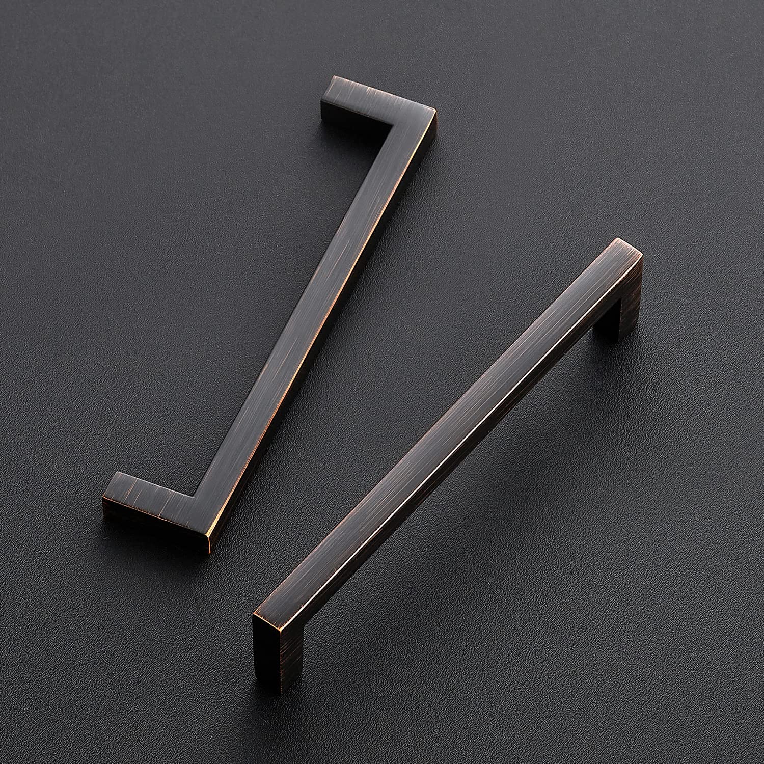 Ravinte 5 Pack 5 Inch Solid Square Bar Drawer Pulls - Oil Rubbed Bronze Cabinet Handles for Kitchen, Bathroom & Furniture (Center to Center Mounting) - Perfect for Modern Cabinets, Dressers & Storage Upgrades