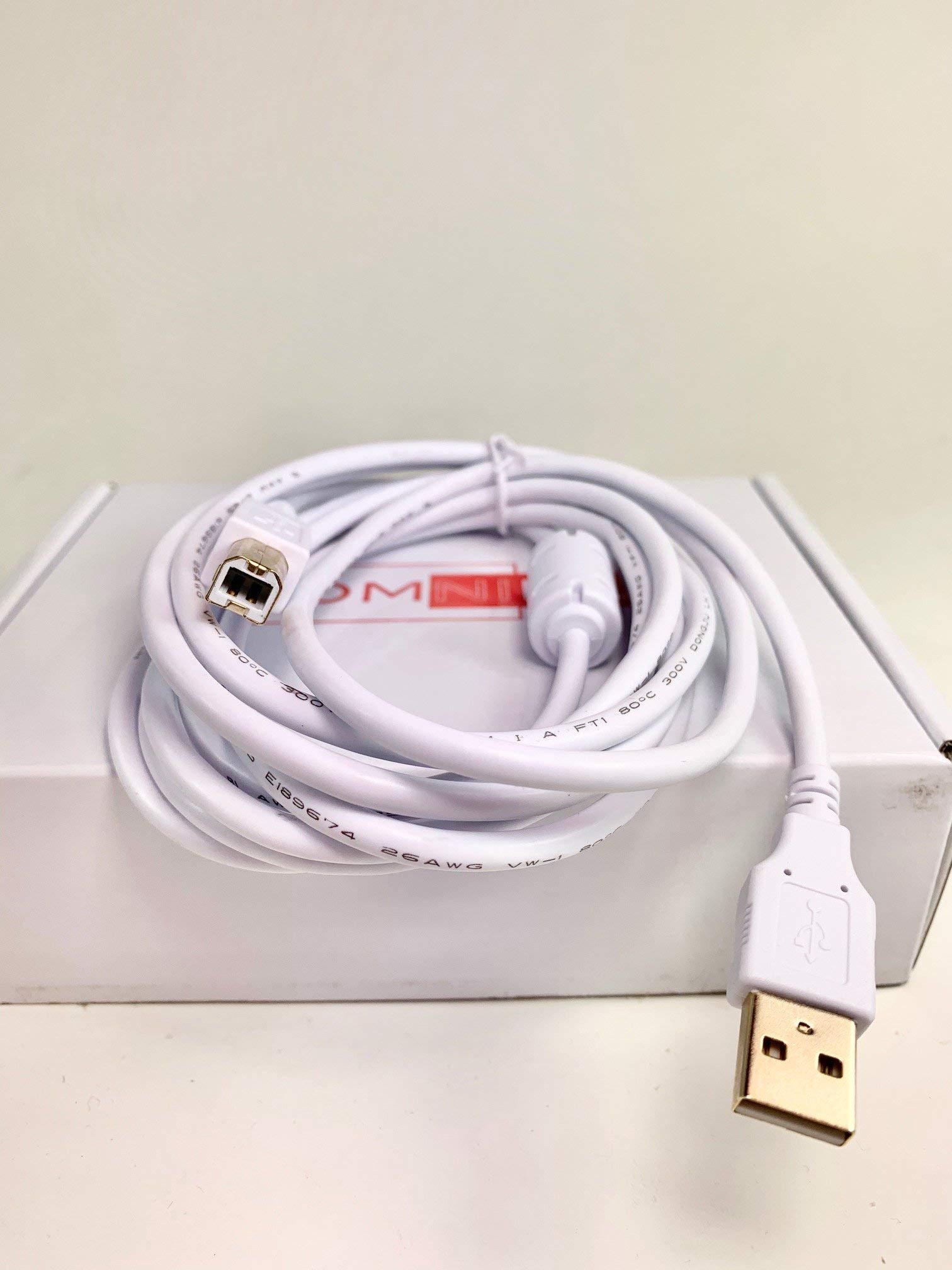 OMNIHIL 8ft White USB 2.0 High-Speed Printer Cable - Compatible with Canon PIXMA TS9020 - Perfect for Home Office Printing & Photo Scanning