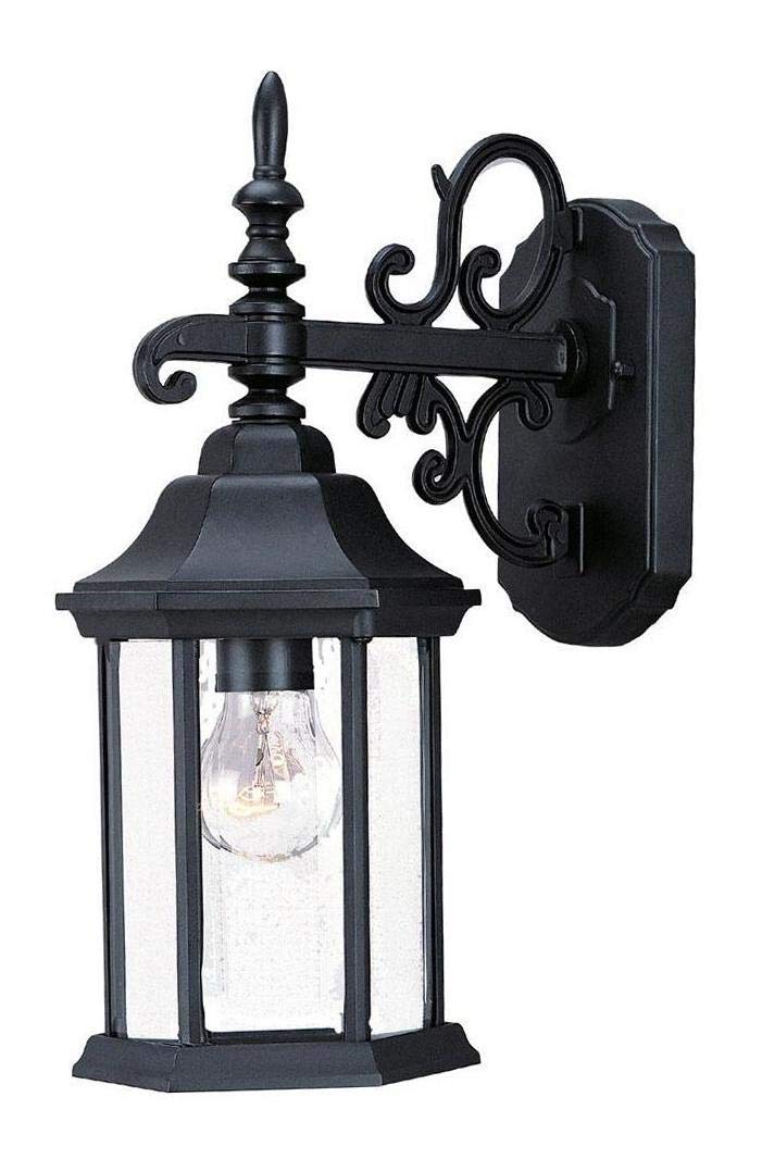 Matte Black Wall Lantern with One Light - Outdoor Porch Lighting Fixture for Patio, Garden, and Entryway Decor