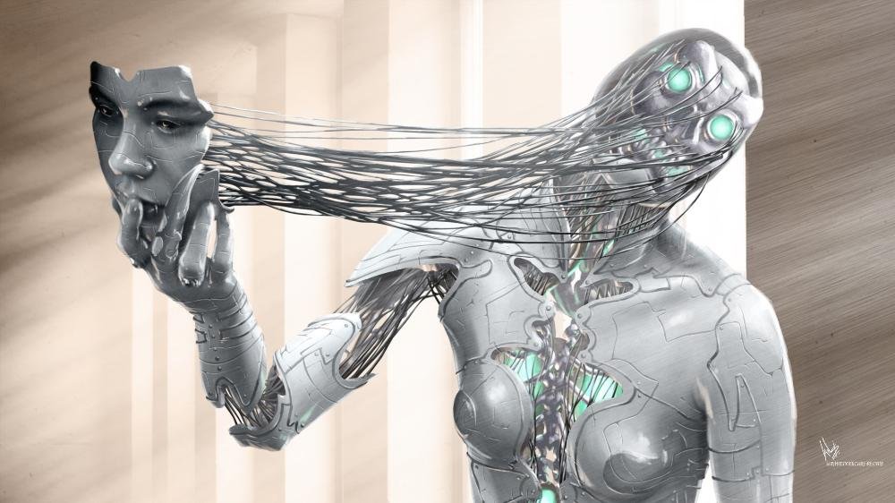 Cyberpunk Artificial Intelligence Robot Poster 24x36 Inches - Futuristic AI Tech Wall Art for Home, Office & Gaming Room Decor