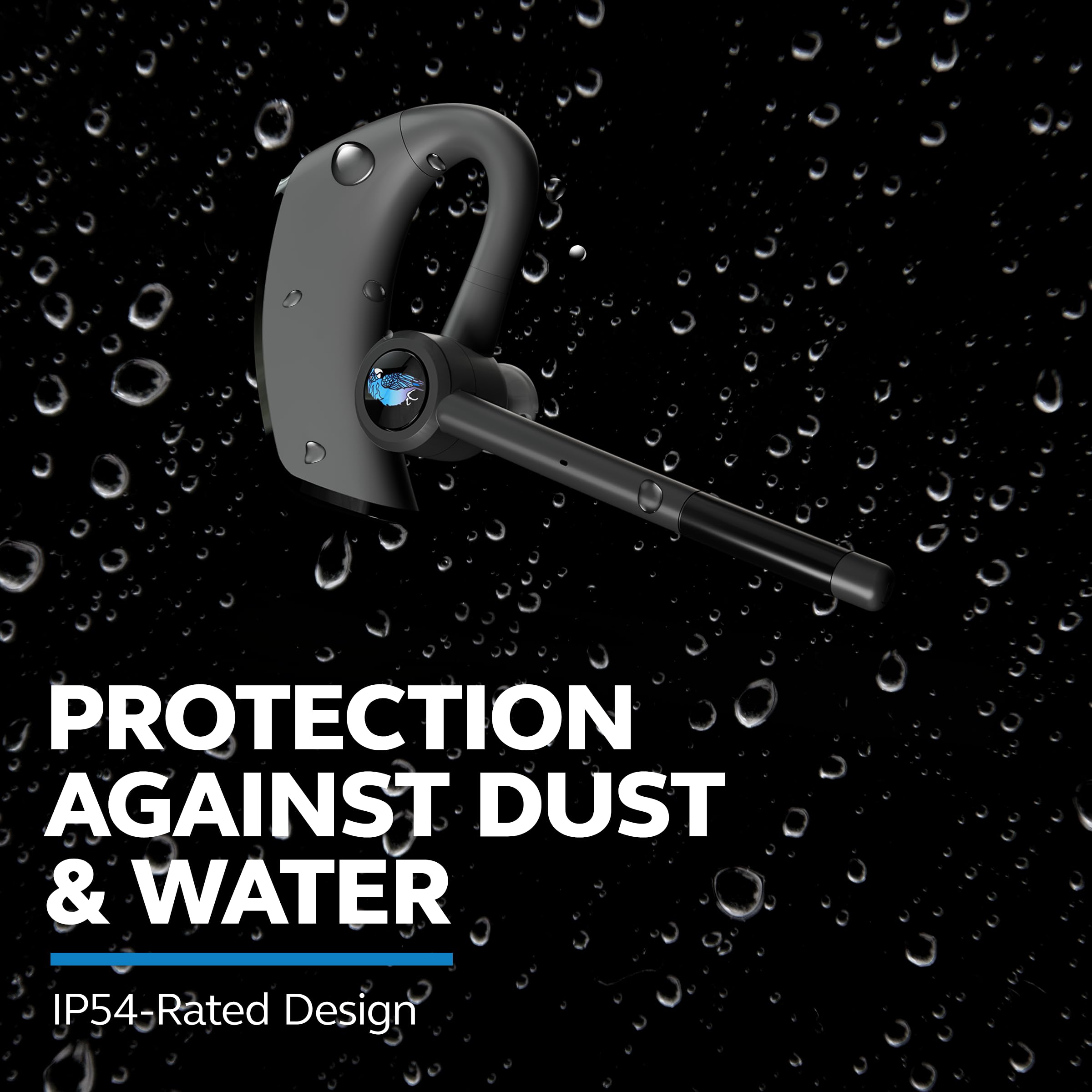 BlueParrott M300-XT SE Mono Bluetooth Wireless Headset with 80% Noise Cancellation - IP54 Water & Dust Resistant, 14-Hour Talk Time - Ideal for Truckers, Delivery Drivers & Mobile Professionals (Black) | Perfect for Hands-Free Calls in Noisy Work Environments