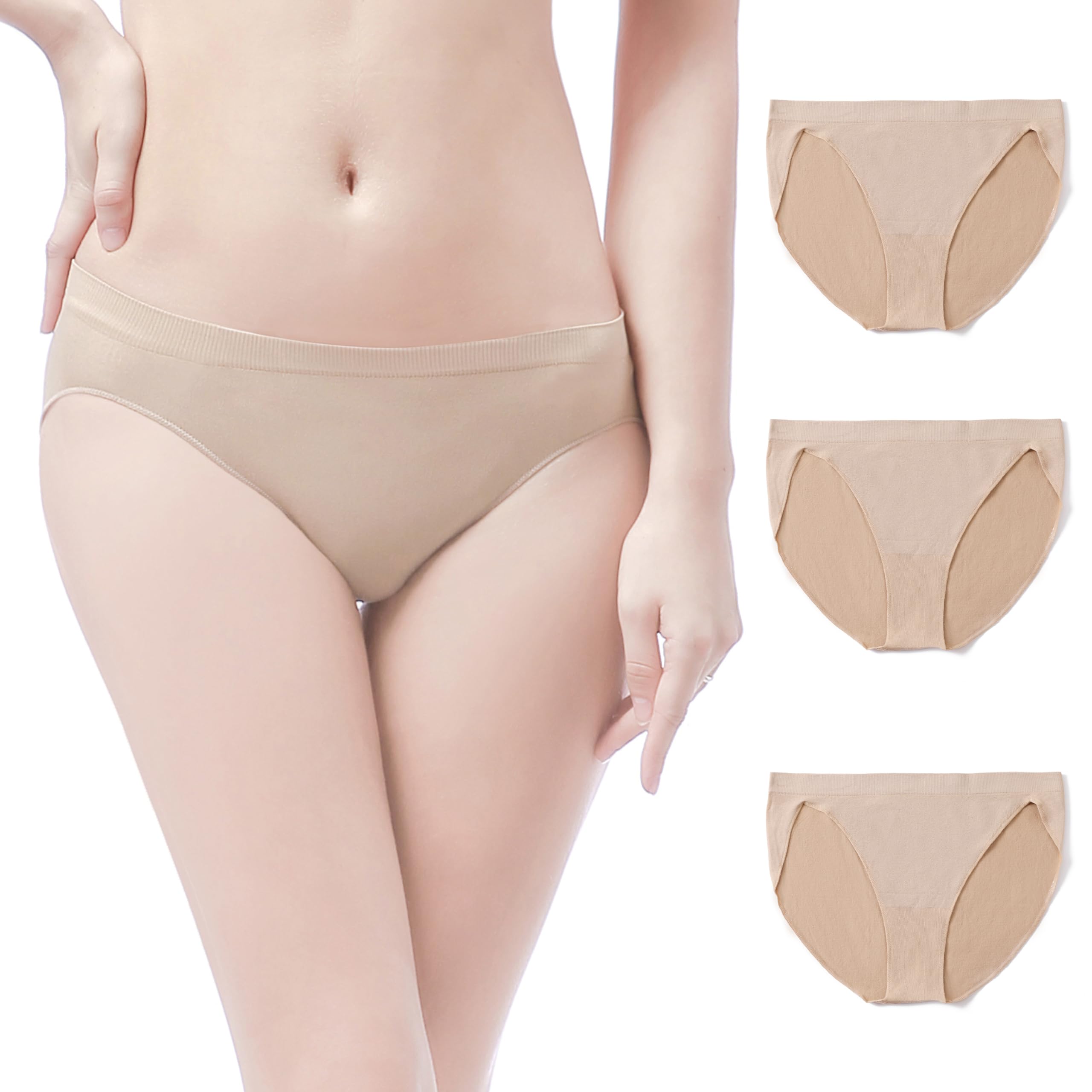 3-Pack Nude Ballet Dance Briefs for Toddler Girls & Women - Comfortable Underwear for Ballet, Dance Class & Everyday Wear