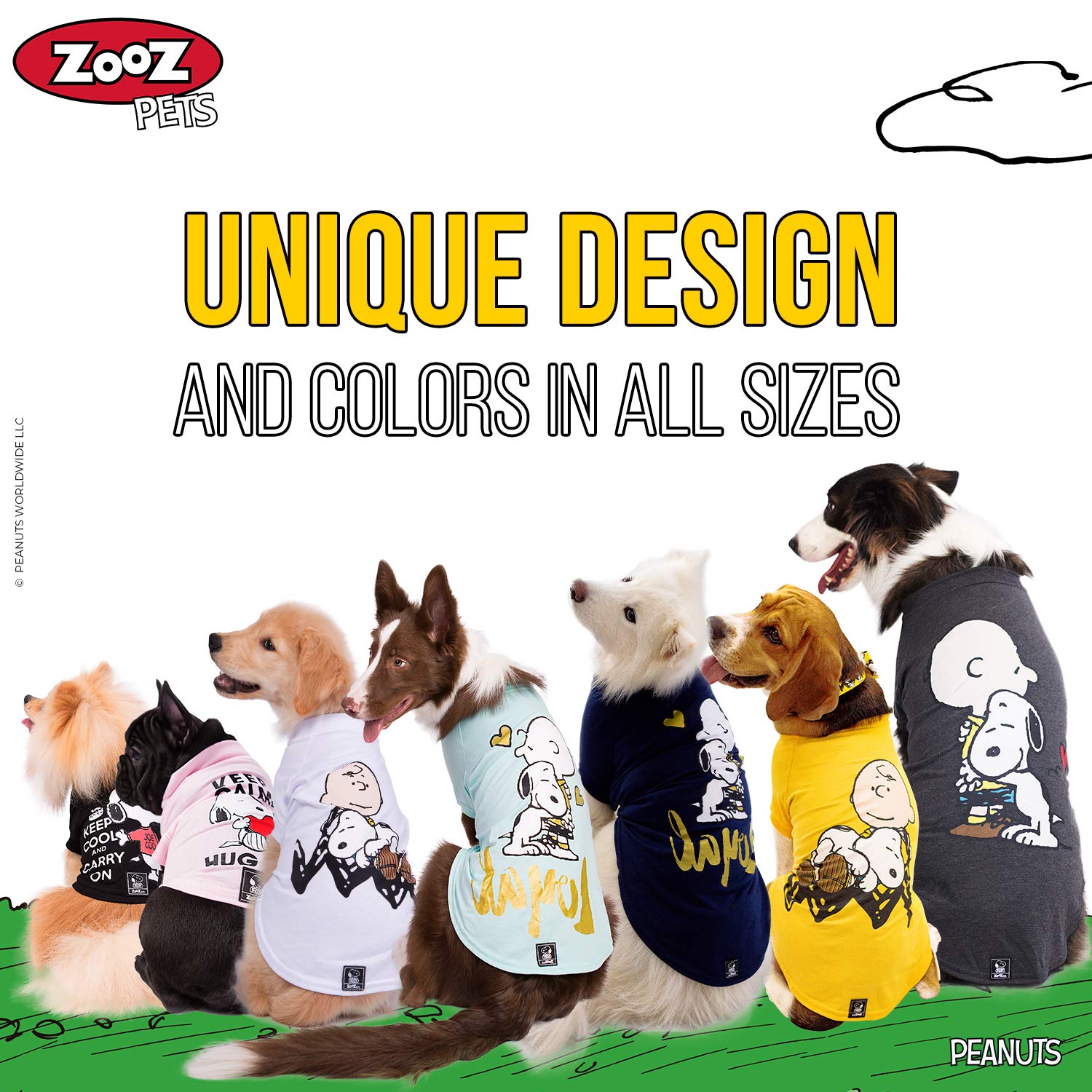 Official Snoopy Brand Dog Shirt - Lightweight Breathable Pet Clothes (M, Graphite) for Small & Large Dogs - 7 Stylish Designs - Machine Washable - Perfect for Walks, Photos & Special Occasions