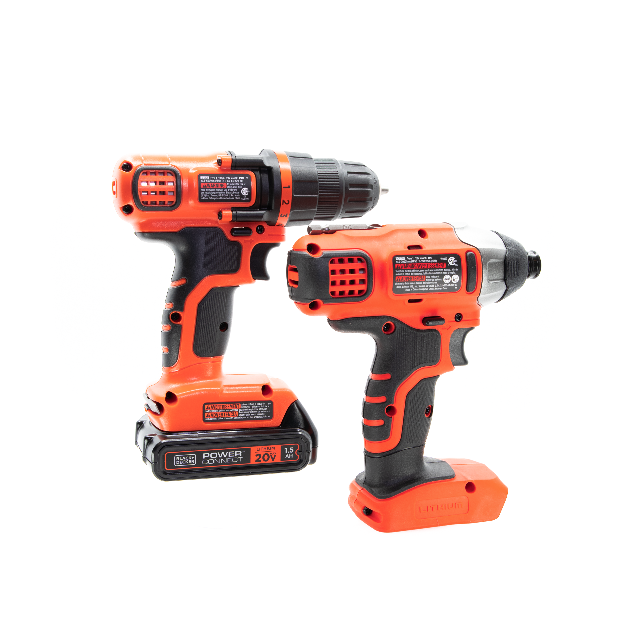 20V MAX Cordless Drill and Impact Driver Combo Kit with Battery and Charger - Powerful Electric Screwdriver Set for Home DIY, Construction & Woodworking Projects