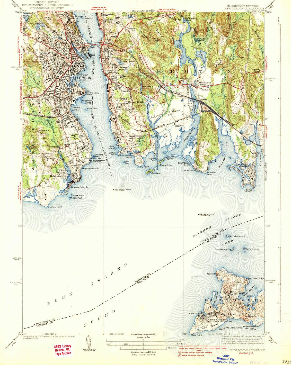 Vintage 1938 New London CT Topographic Map - 1:31680 Scale, 7.5 x 7.5 Minute Historical Map (19.6 x 15.7 Inches) - Perfect for Wall Decor, Genealogy Research & Historical Reference