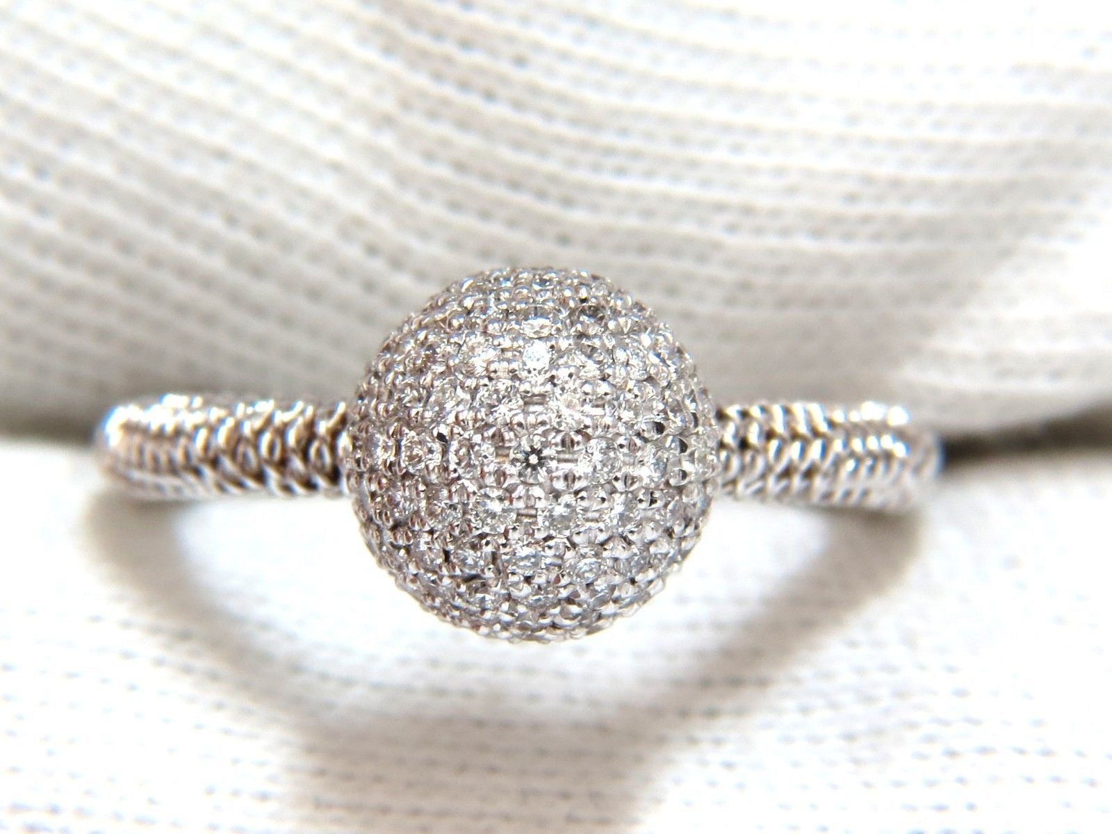 0.76ct Diamond Bead Set Ball Ring in 18K Gold with Coil Wire Wrapped Shank (G/VS) - Elegant Jewelry for Weddings, Anniversaries & Special Occasions