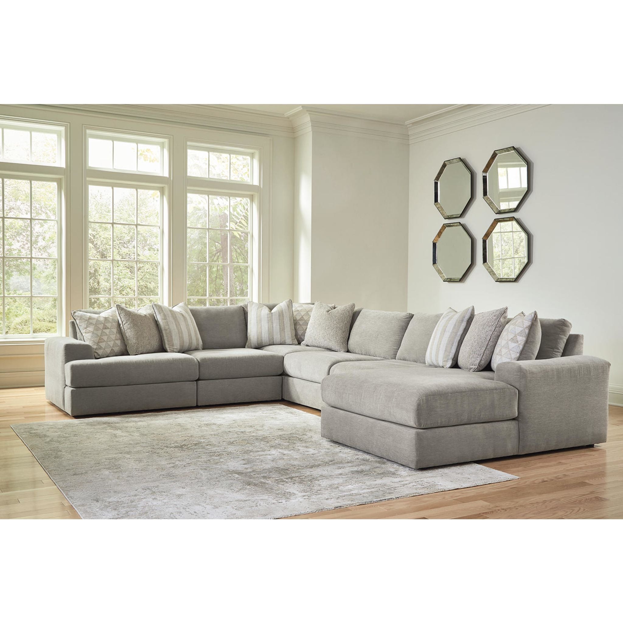 Avaliyah 6-Piece Modular Sectional Sofa with Chaise Lounge - Modern L-Shaped Living Room Furniture for Home Theater & Family Gatherings