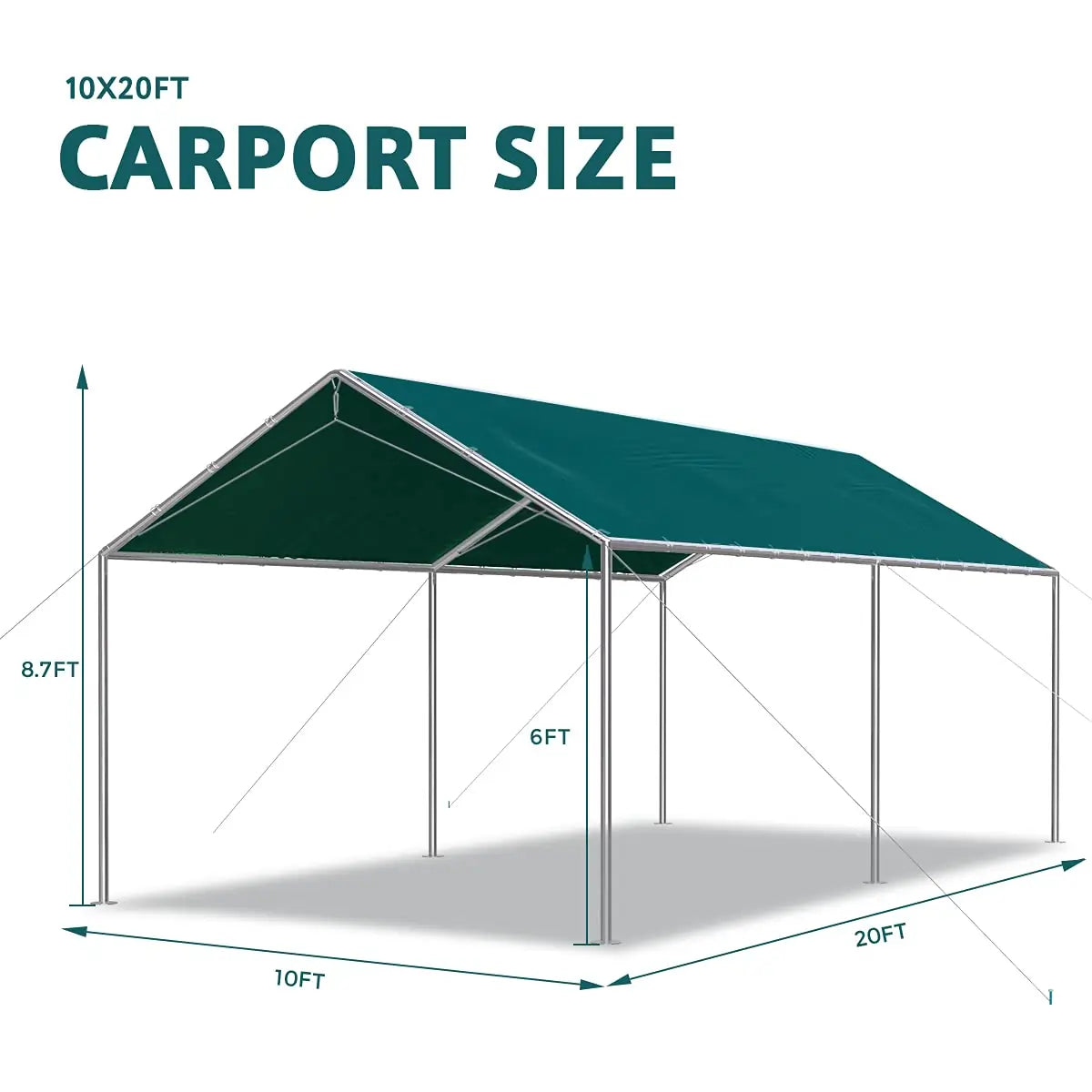 20' x 10' Heavy Duty Car Canopy Shelter - Waterproof UV Protection Outdoor Carport for Vehicles, Parties, Camping & Backyard Use