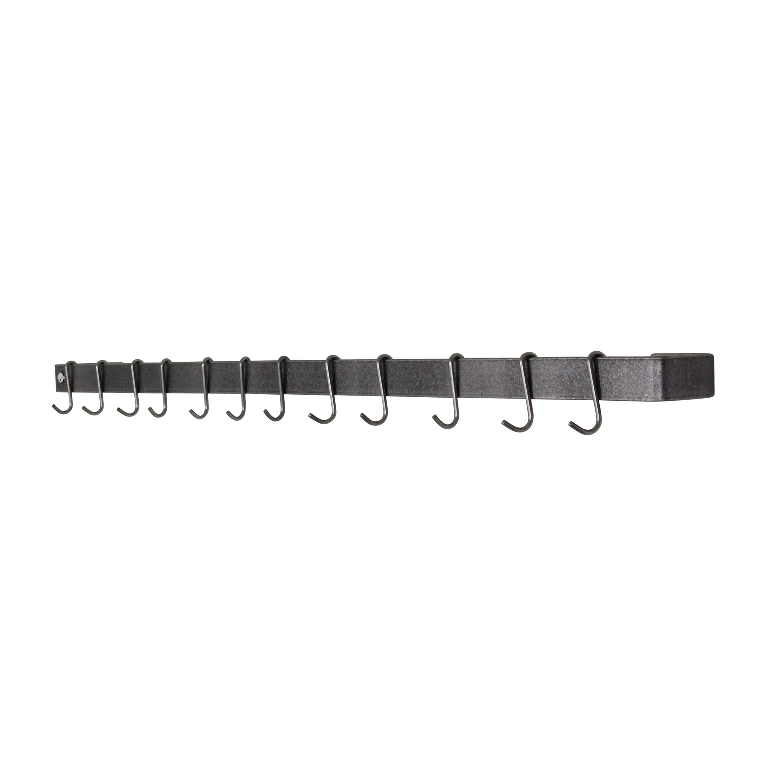 Enclume Premier 24-Inch Wall Mounted Pot Rack - Hammered Steel Utensil Organizer Bar for Kitchen Storage | Perfect for Small Kitchens, Cooking Enthusiasts & Space-Saving Solutions