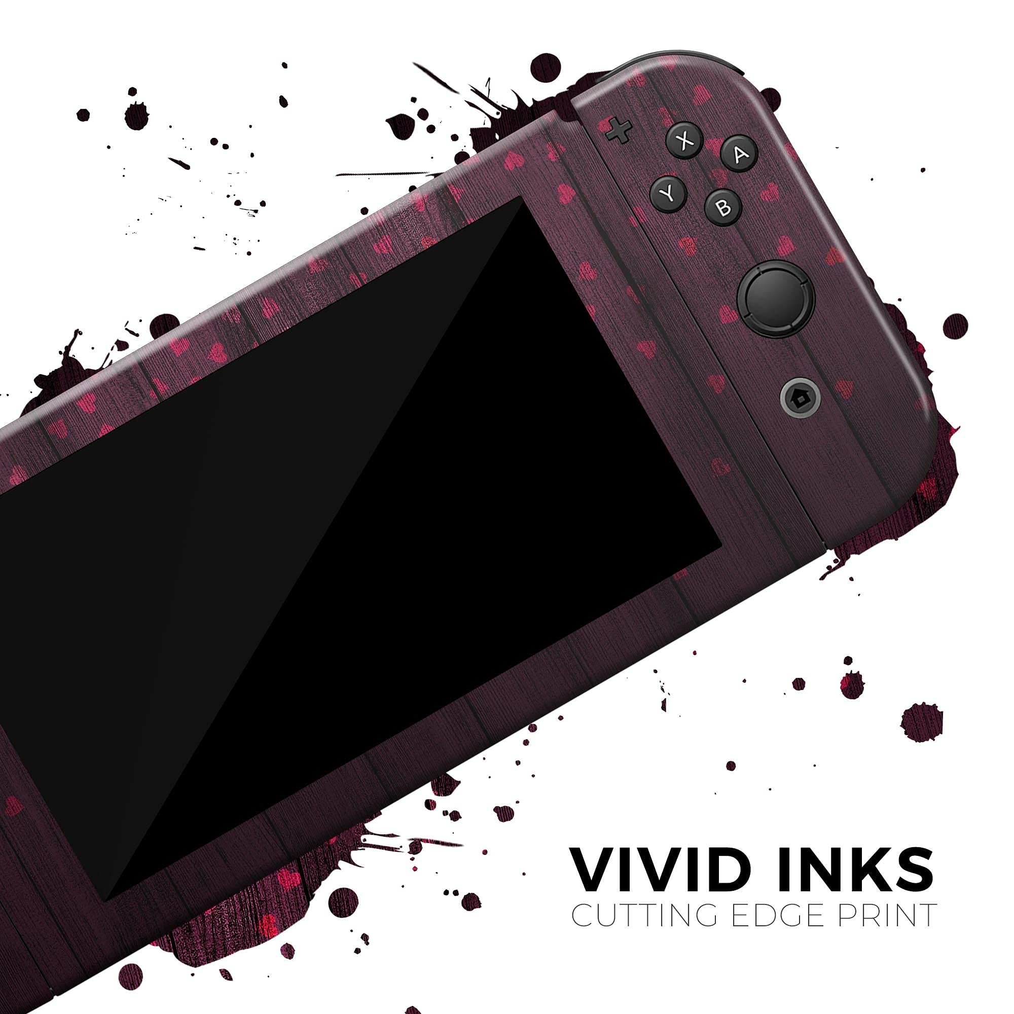 Nintendo Switch Pro Controller Skin - Scratch-Resistant Removable Vinyl Wrap Cover with Micro Hearts & Burgundy Wood Design | Protective Decal for Gaming Accessories | Perfect for Customizing Your Controller & Enhancing Grip During Gameplay