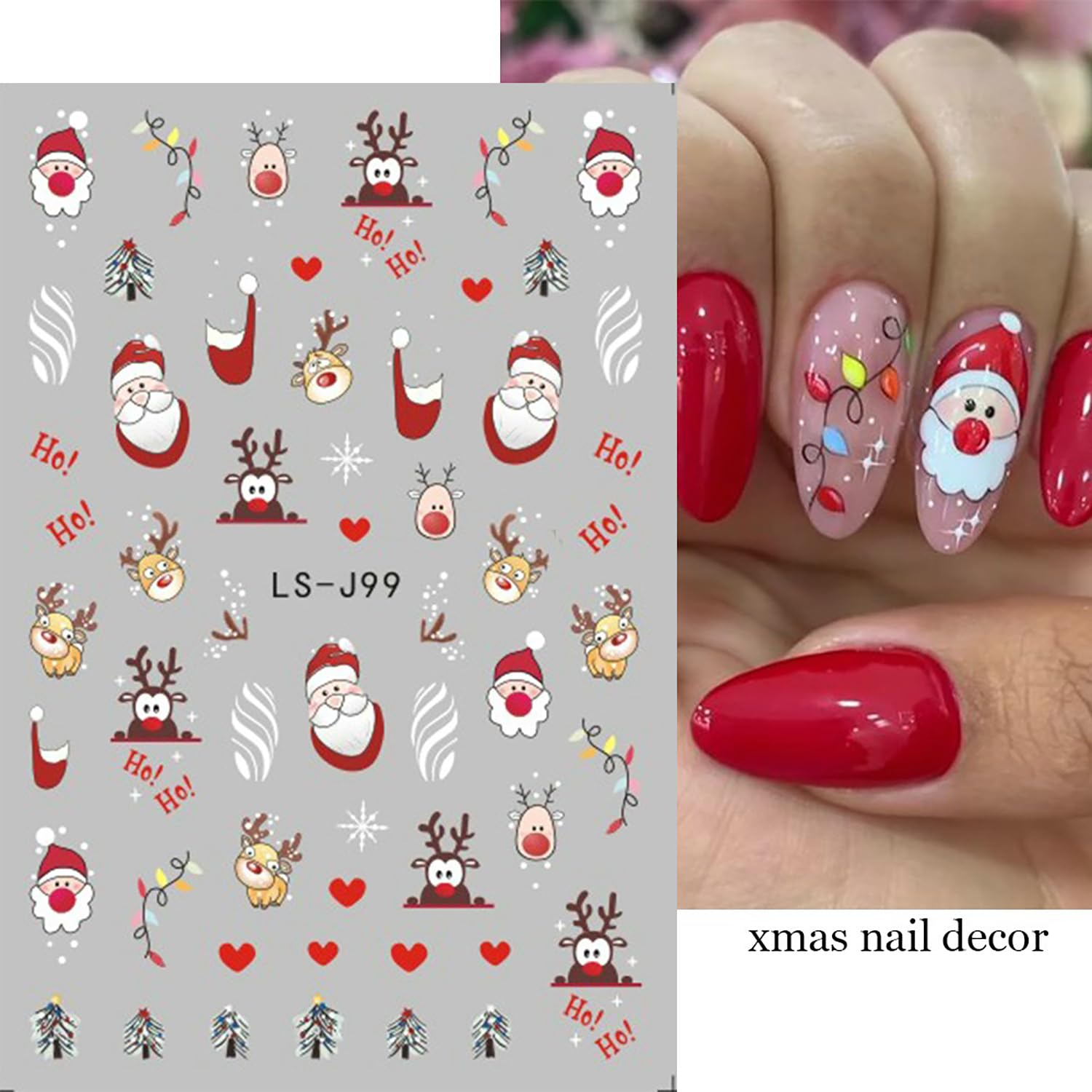 Christmas Nail Stickers 9 Sheets - Winter Holiday Nail Art Decals with Santa, Christmas Tree & Gingerbread Man - Self-Adhesive DIY Nail Decorations for Parties, Gifts & Festive Manicures