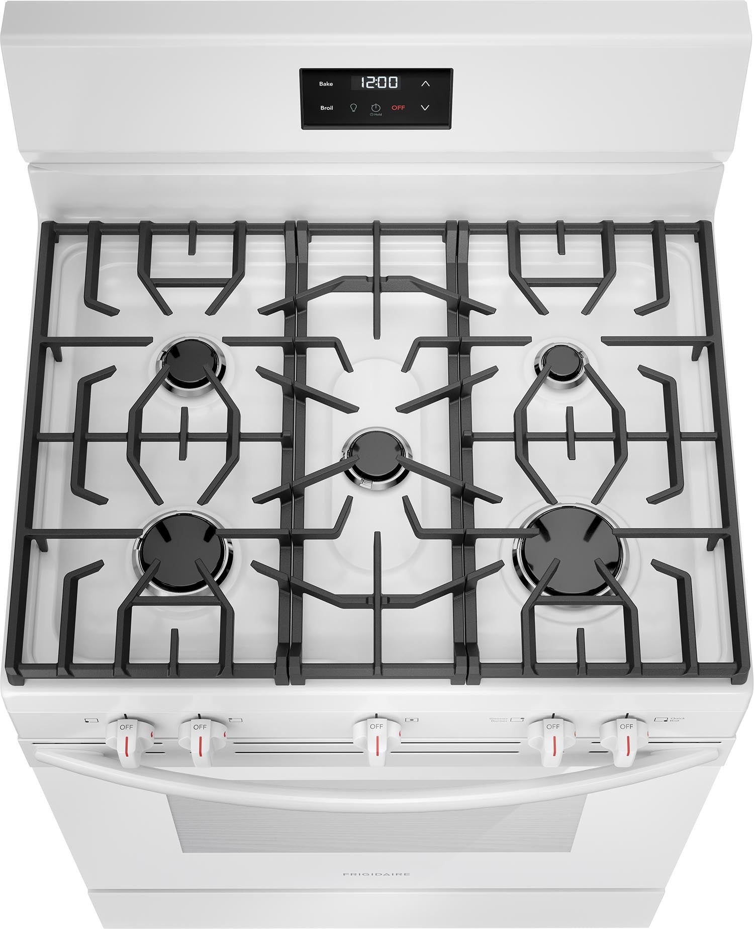 Frigidaire FCRG3052BW 30-Inch White Gas Range - 5.1 Cu. Ft Capacity, 4 Sealed Burners, Continuous Grates - Perfect for Family Kitchens & Home Chefs