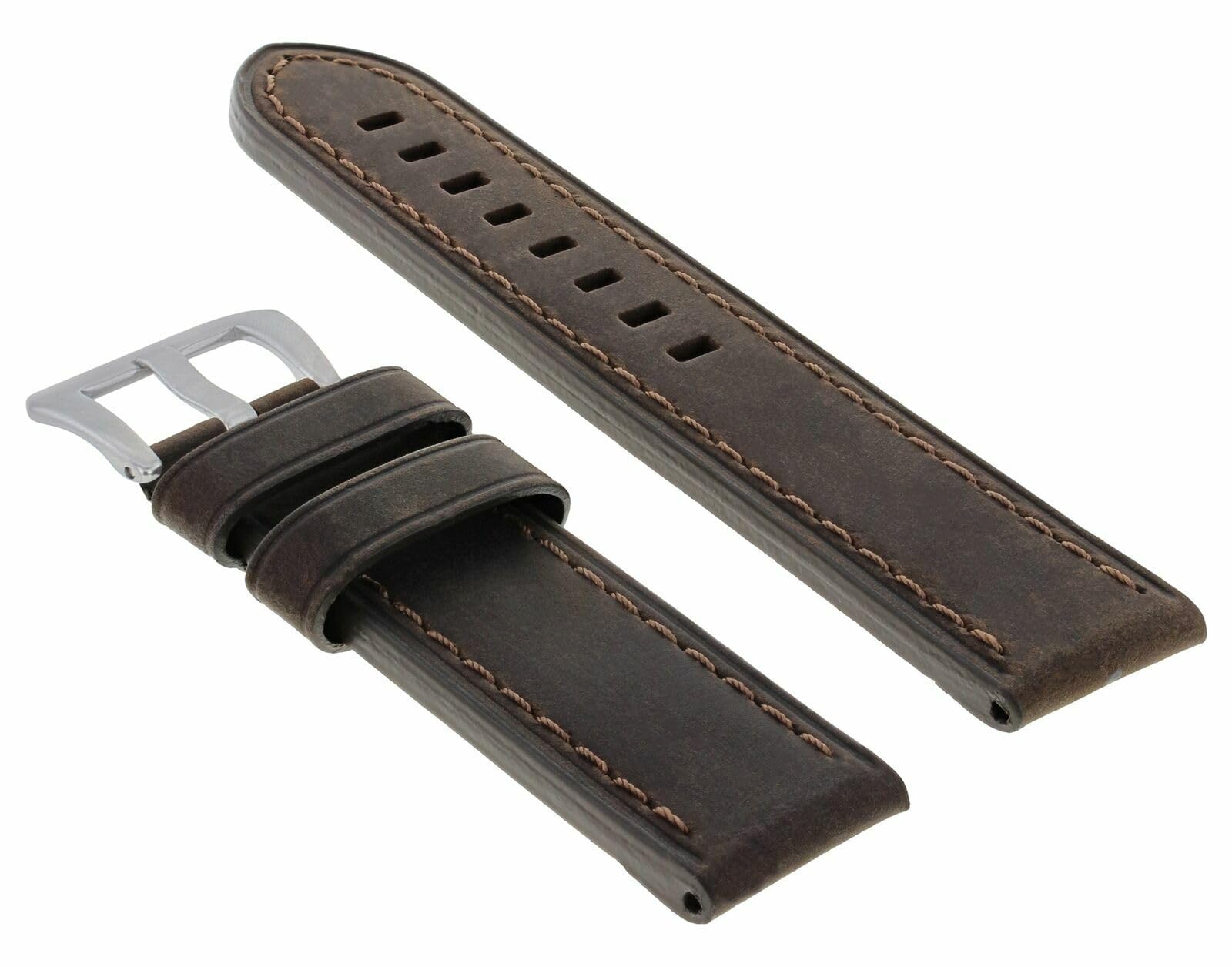 24mm Genuine Cow Leather Watch Band Strap - Compatible with Panerai GMT, Luminor & Radiomir Watches - Dark Brown Replacement Strap for Men's Luxury Watches - Perfect for Business, Casual & Formal Occasions