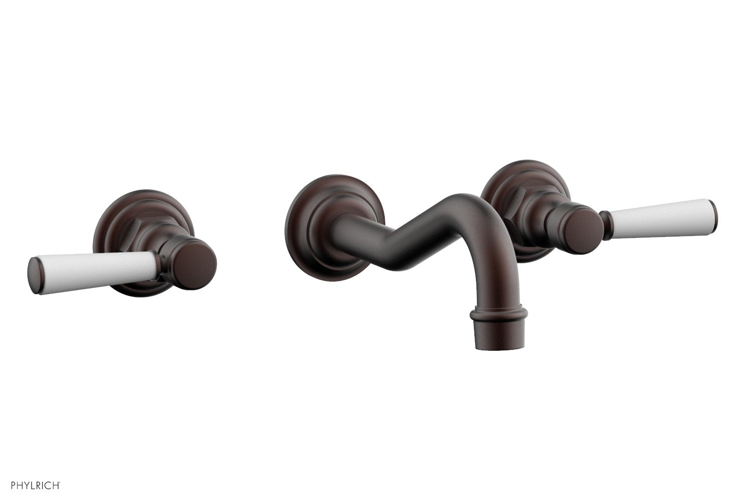 HENRI Wall Lavatory Set - Satin White Lever Handles 161 12 | Modern Bathroom Faucet for Sink | Perfect for Home, Hotel & Commercial Use
