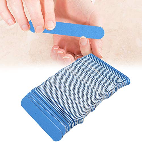 100Pcs Double-Sided Nail Files & Buffers - Professional Nail Polishing & Buffing Kit for Manicure & Pedicure - Coarse & Fine Grit Sanding Strips for Smooth Nails (Blue) - Perfect for Home Salon, Nail Art & DIY Nail Care