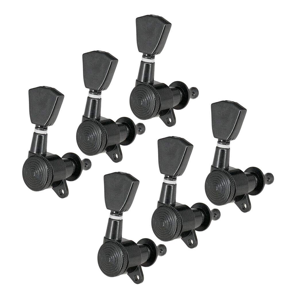 Premium 6-in-Line Locking Tuners for Electric Guitar - Right-Handed, Black - Smooth String Tuning & Enhanced Stability for Rock, Blues & Metal Performances