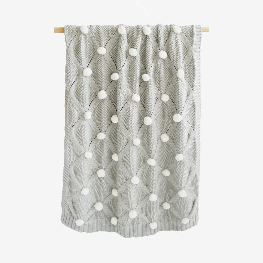 Alimrose Soft Cozy Pom Pom Blanket - Plush Throw for Couch, Bed, and Nursery - Perfect for Gifts, Home Decor, and Relaxation