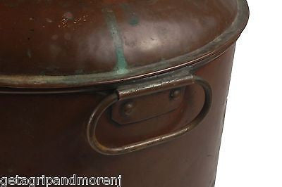 Antique Copper Cooking Pot with Lid by DH&M - Handcrafted Dutch Oven for Soups, Stews & Braising - Perfect for Stovetop & Oven Use