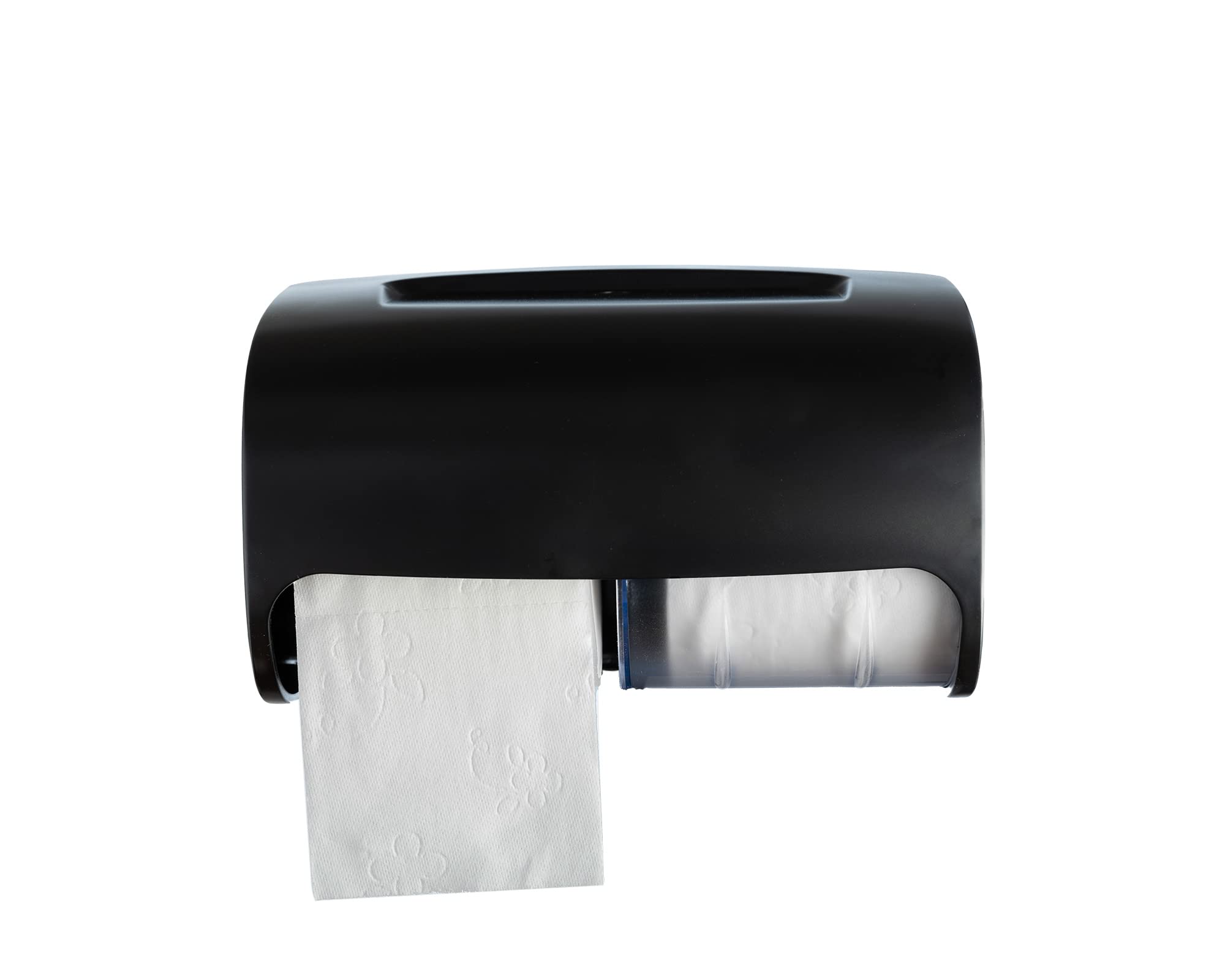 Commercial Double Roll Toilet Paper Dispenser - Wall Mounted 2 Roll Locking Tissue Holder, Compact Side by Side Design (Black) - Ideal for Restaurants, Offices, and Public Restrooms