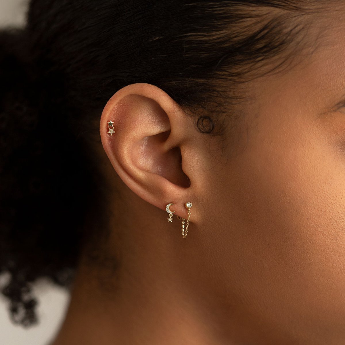 14K Gold Crescent Moon and Star Diamond Stud Earrings for Women - Perfect for Everyday Wear, Gifts & Special Occasions