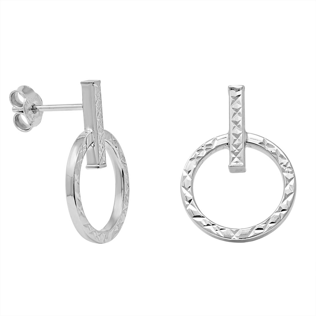 Amanda Rose Bar Circle Stud Earrings 14k Gold - Elegant Everyday Jewelry for Women, Perfect Gift for Birthday, Anniversary & Valentine's Day