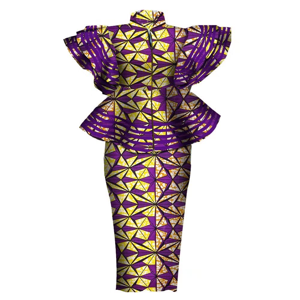 **African Print Dashiki Dress & Skirt Set for Women - Ankara Bazin Riche Zipper Top - Perfect for Parties, Weddings & Cultural Events**