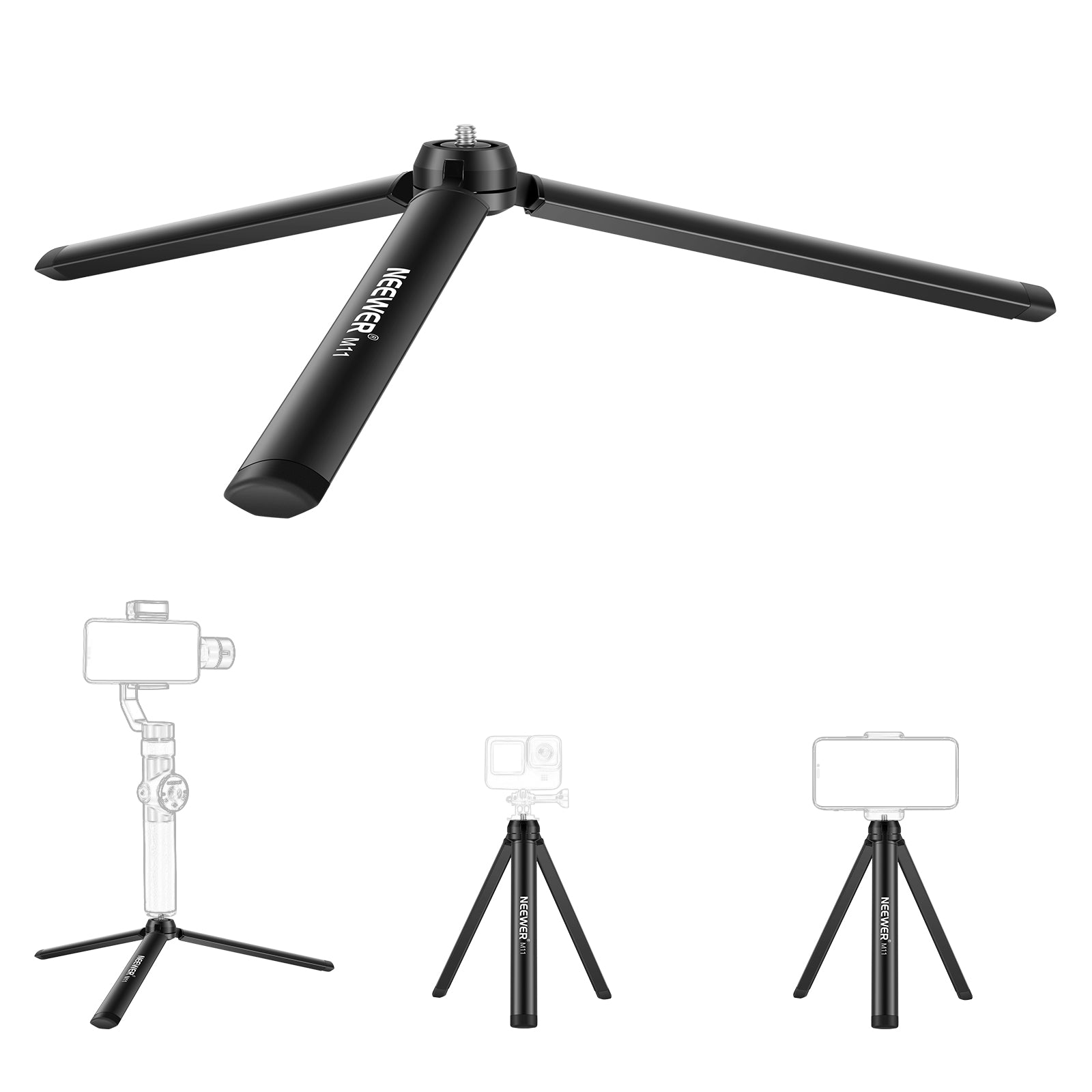 NEEWER M11 Compact Metal Mini Tripod Stand for DSLR Camera, Smartphone, Webcam - Perfect for Vlogging, Live Streaming, Photography & Travel