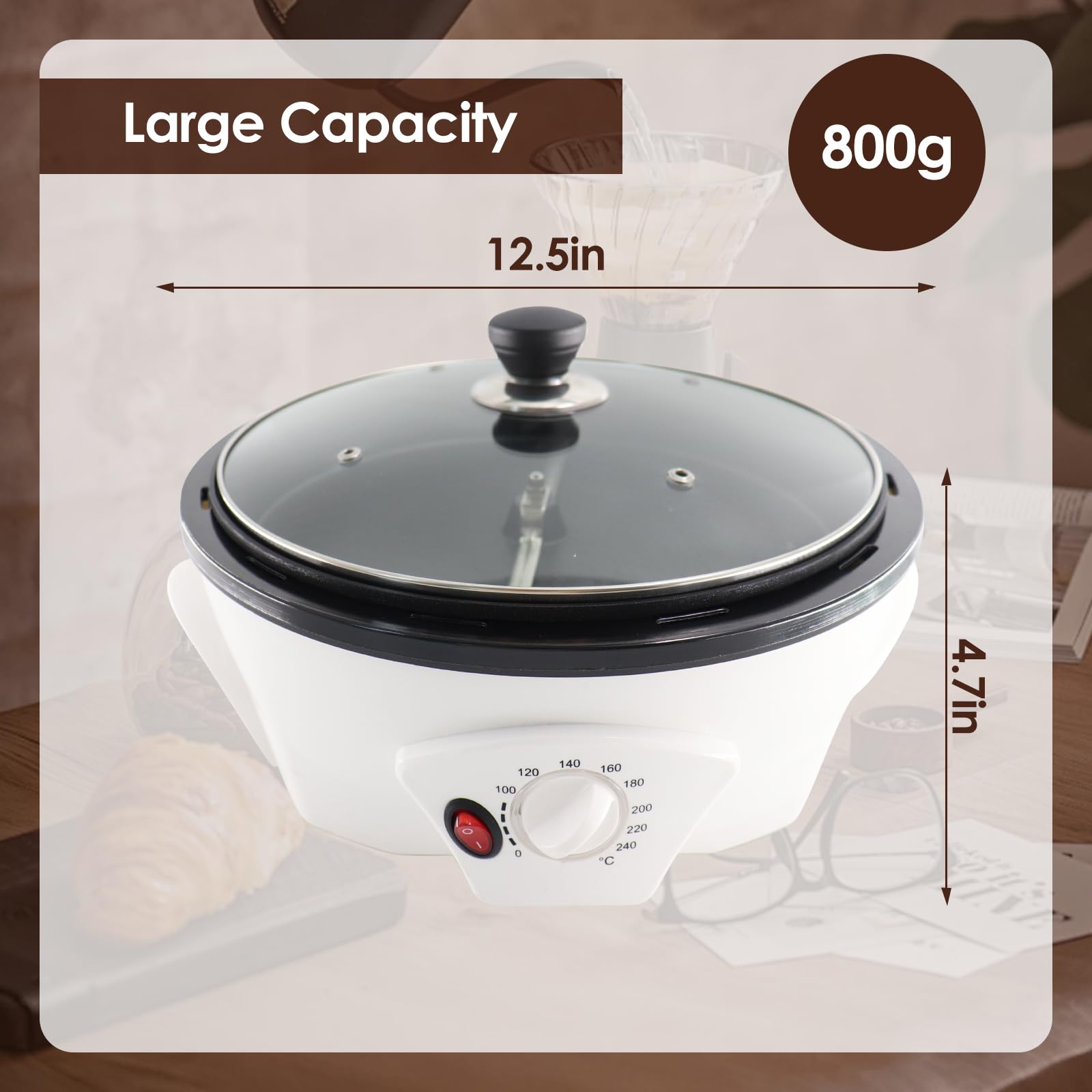 750g Electric Coffee Roaster Machine for Home Use - 110V Coffee Bean Roaster with Adjustable Temperature - Perfect for Fresh Roasting Coffee Beans at Home, Gifts for Coffee Lovers