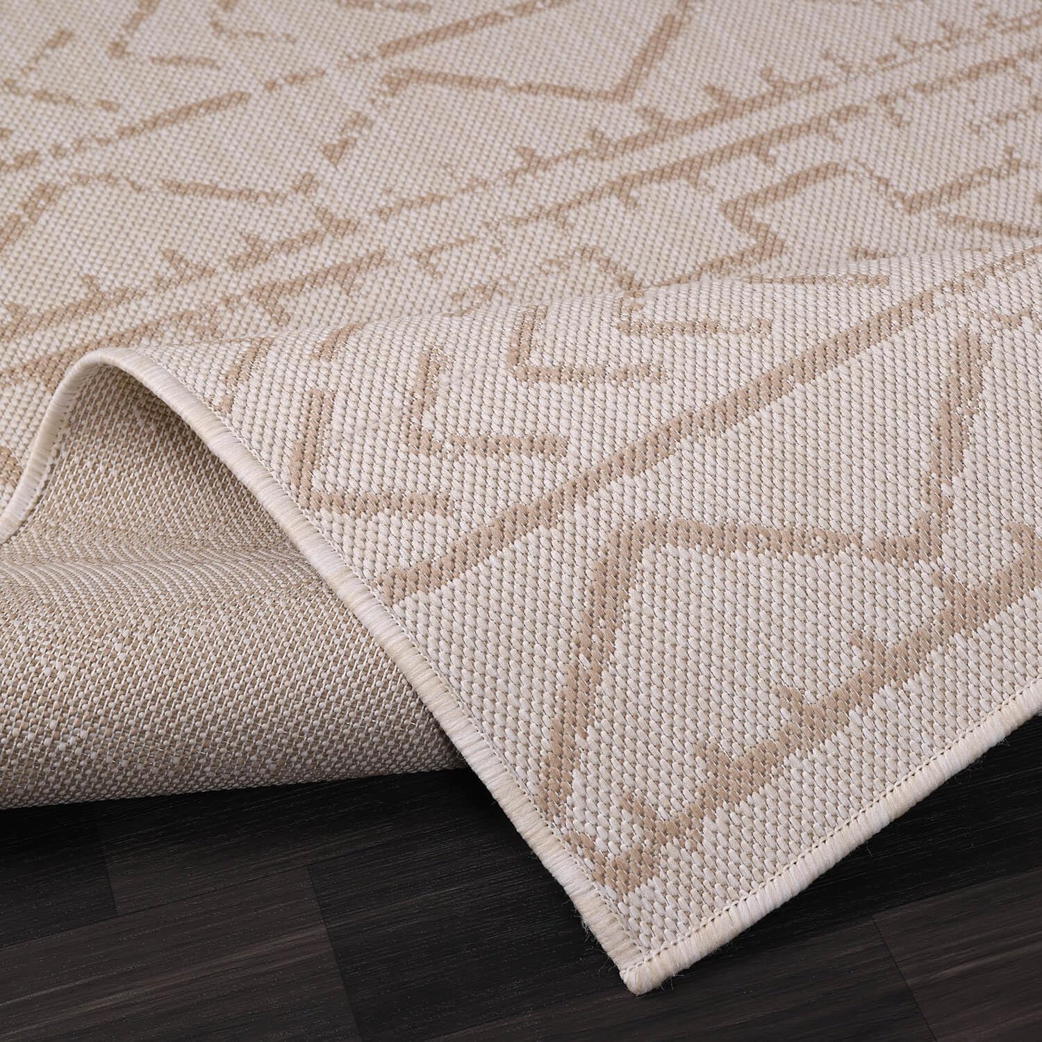 Beverly Rug Waikiki 6x9 Indoor Outdoor Washable Carpet - Water Resistant Beige & White Area Rug for Patio, Deck, Porch, Trellis | Perfect for Backyard, Poolside, and Sunroom Decor