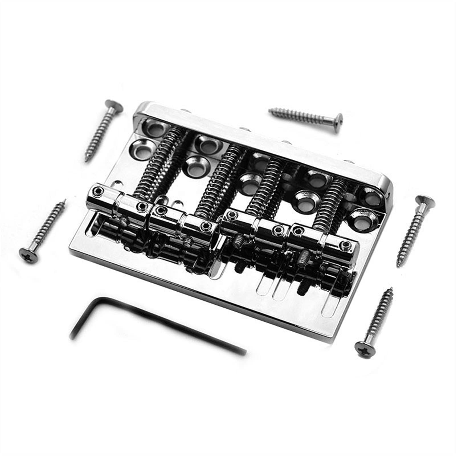 4-Piece Silver Electric Bass Guitar Bridge Set - High-Quality Saddle & Strings for Enhanced Sound | Perfect for Bass Guitar Upgrades & Repairs | Ideal for Musicians & DIY Enthusiasts