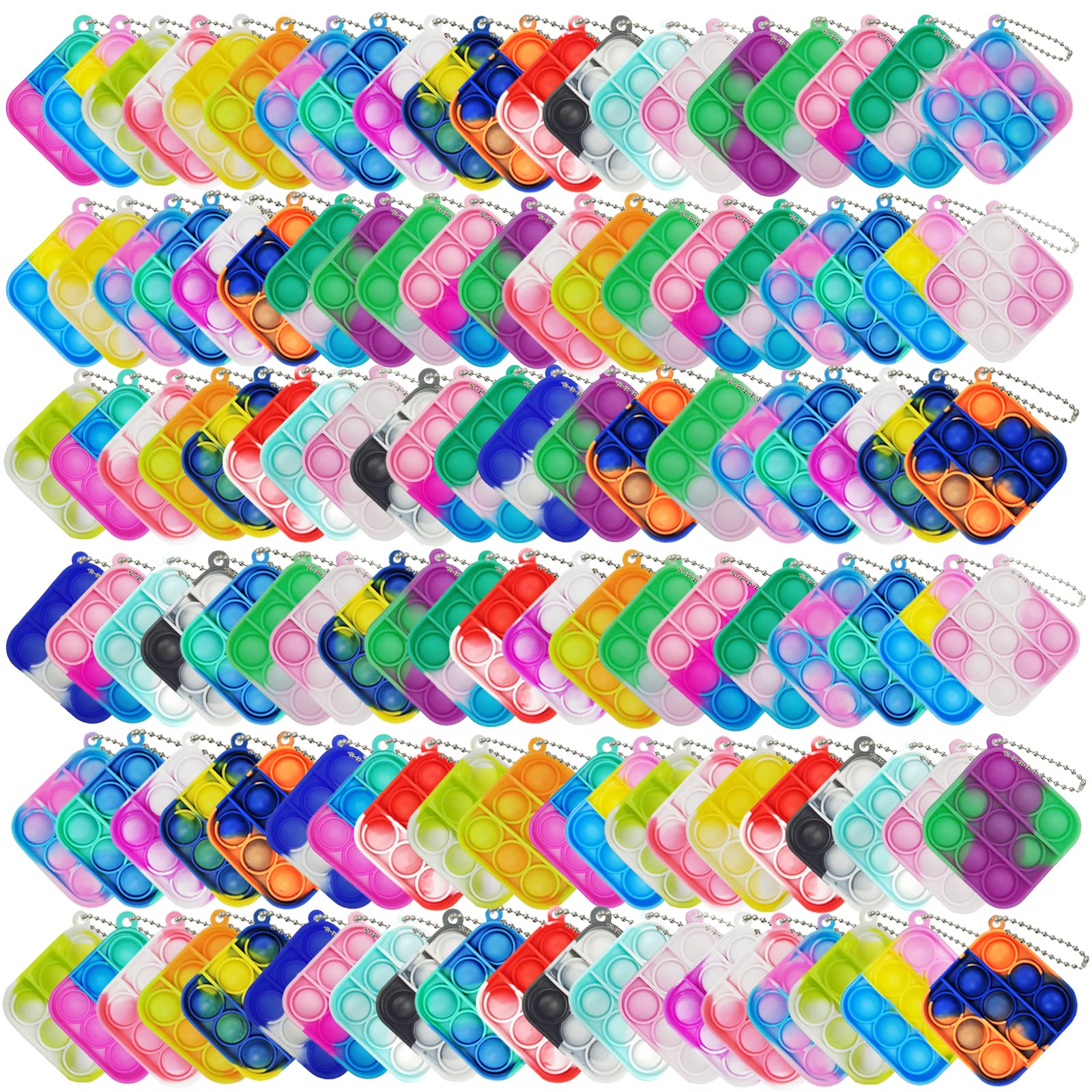 120 Pcs Mini Pop Bubble Fidget Toys - Bulk Silicone Sensory Stress Relief Keychains for Kids, Classroom Prizes & Party Favors | Perfect for Christmas Stocking Stuffers, Valentine Gifts, Goodie Bags & Anxiety Relief (Great for ADHD, Autism & Stress Management)
