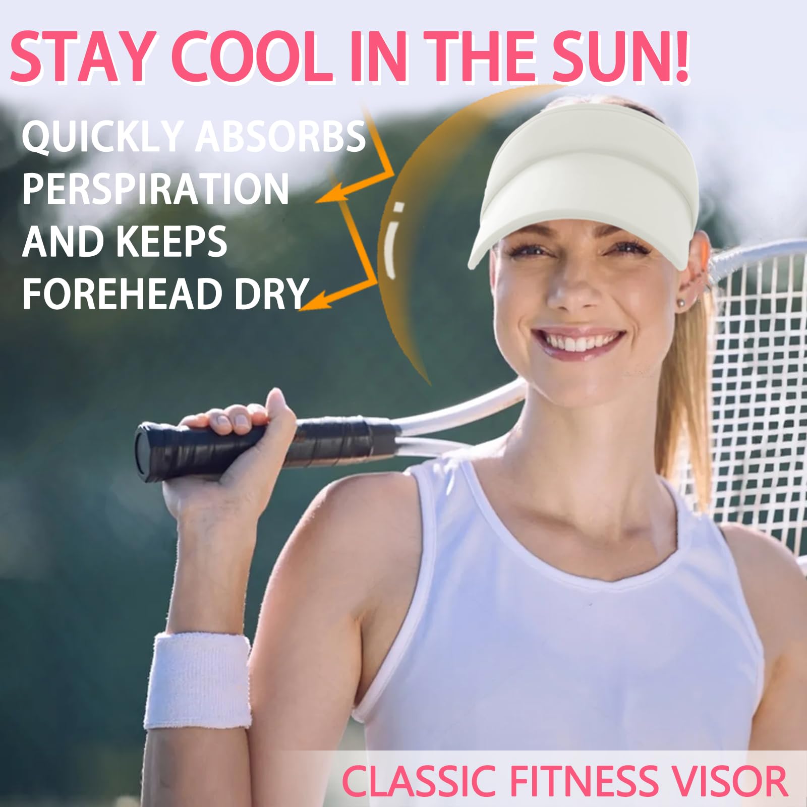UPF 50+ Sun Protection Visor Hats for Women & Men - Adjustable Wide Brim Sports Hat for Golf, Running, Hiking & Outdoor Activities - Breathable Mesh Design for Summer Sun Safety