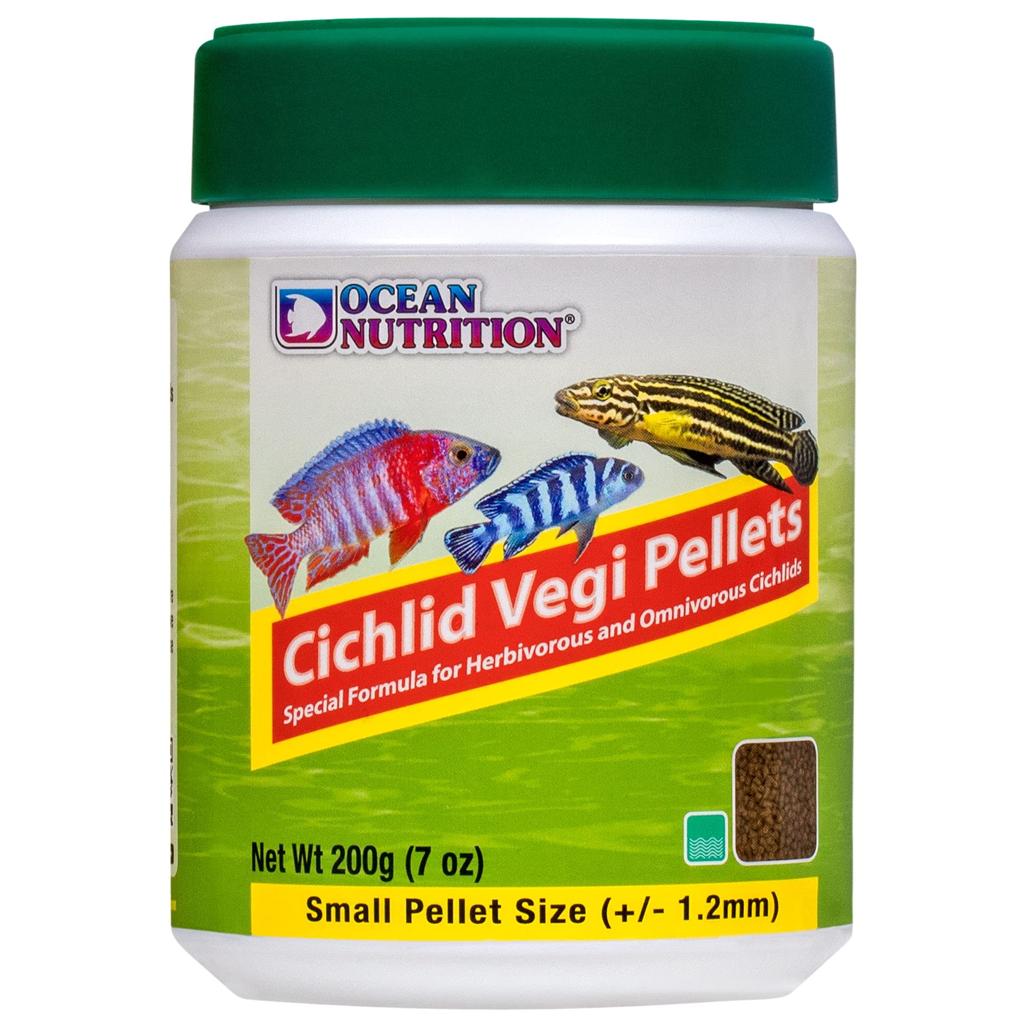 Premium Cichlid Fish Food Pellets - High Protein 40% Soft Moist Sinking Pellets for Omnivorous & Predatory Fish | Enhances Color & Growth | 7oz (200g) Small Pellets | Ideal for African Cichlids, Discus & Tropical Fish in Home Aquariums