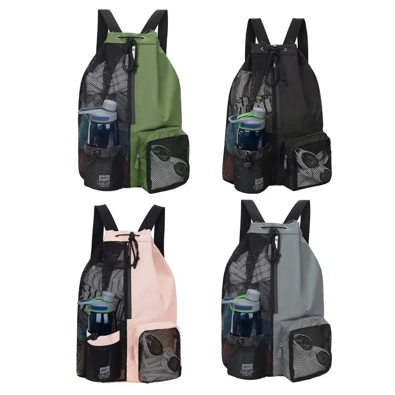 Waterproof Mesh Swim Bag with Wet Pocket - Drawstring Backpack for Swimming, Beach & Gym - Lightweight Sports Bag for Swimsuits, Towels & Gear (Ideal for Pool, Vacation & Water Activities)