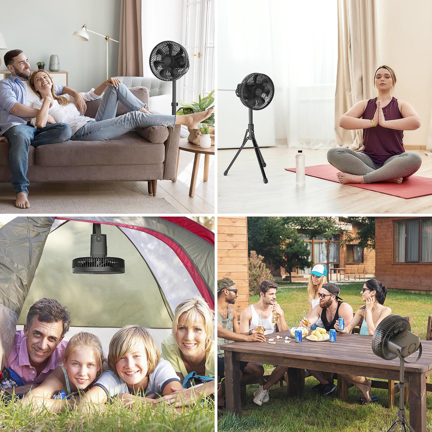 Marchpower 10 Inch Foldable Camping Fan with Detachable Tripod - 10000mAh Rechargeable Battery, Remote Control & Quiet Oscillation - Adjustable Height Pedestal Floor Fan for Home, Tent, RV & Outdoor Adventures