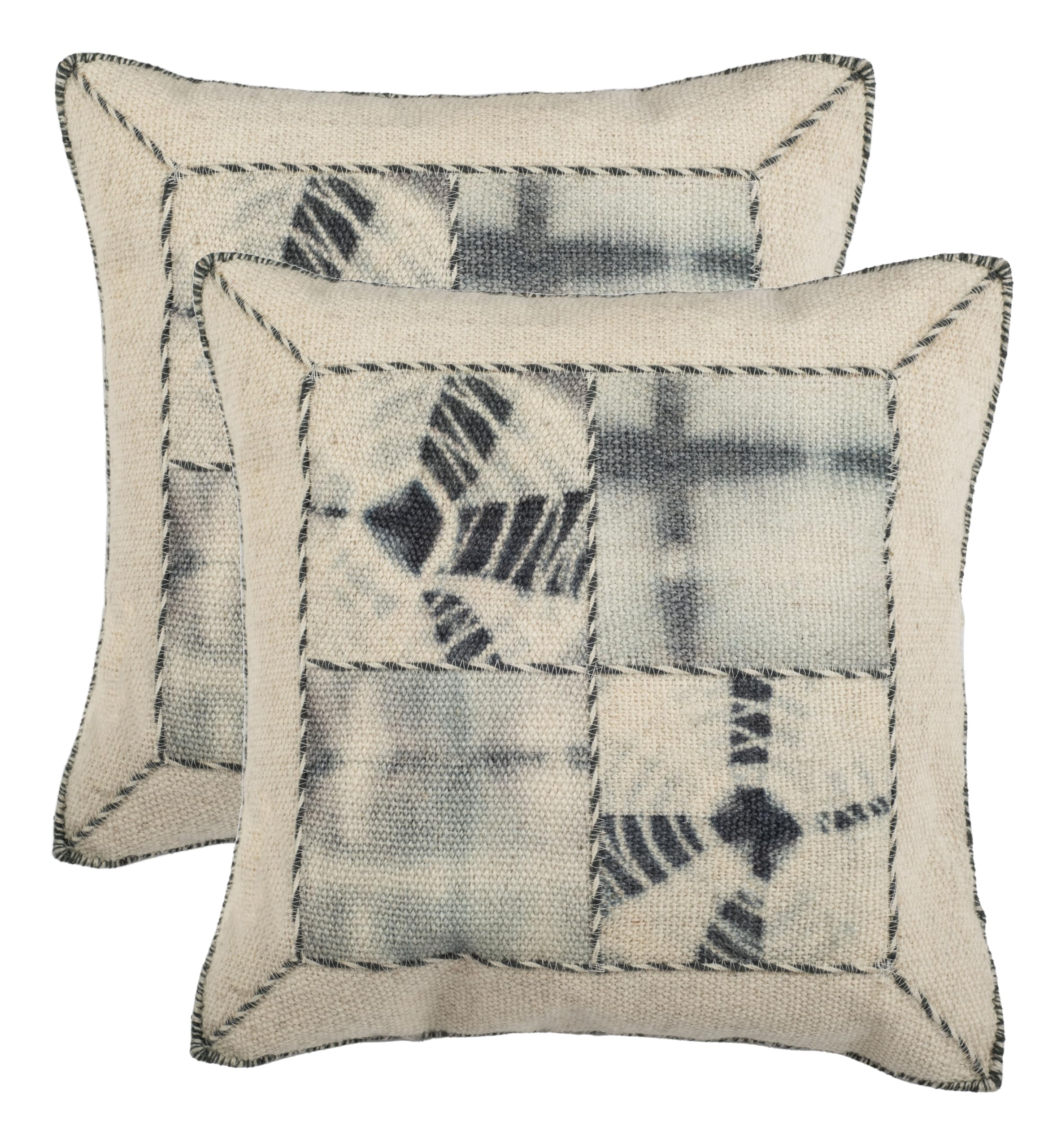 SAFAVIEH Dip-Dye Quartre Patch Seasalt Throw Pillows (Set of 2) - 20-Inch Square Decorative Cushions for Sofa, Bed & Living Room