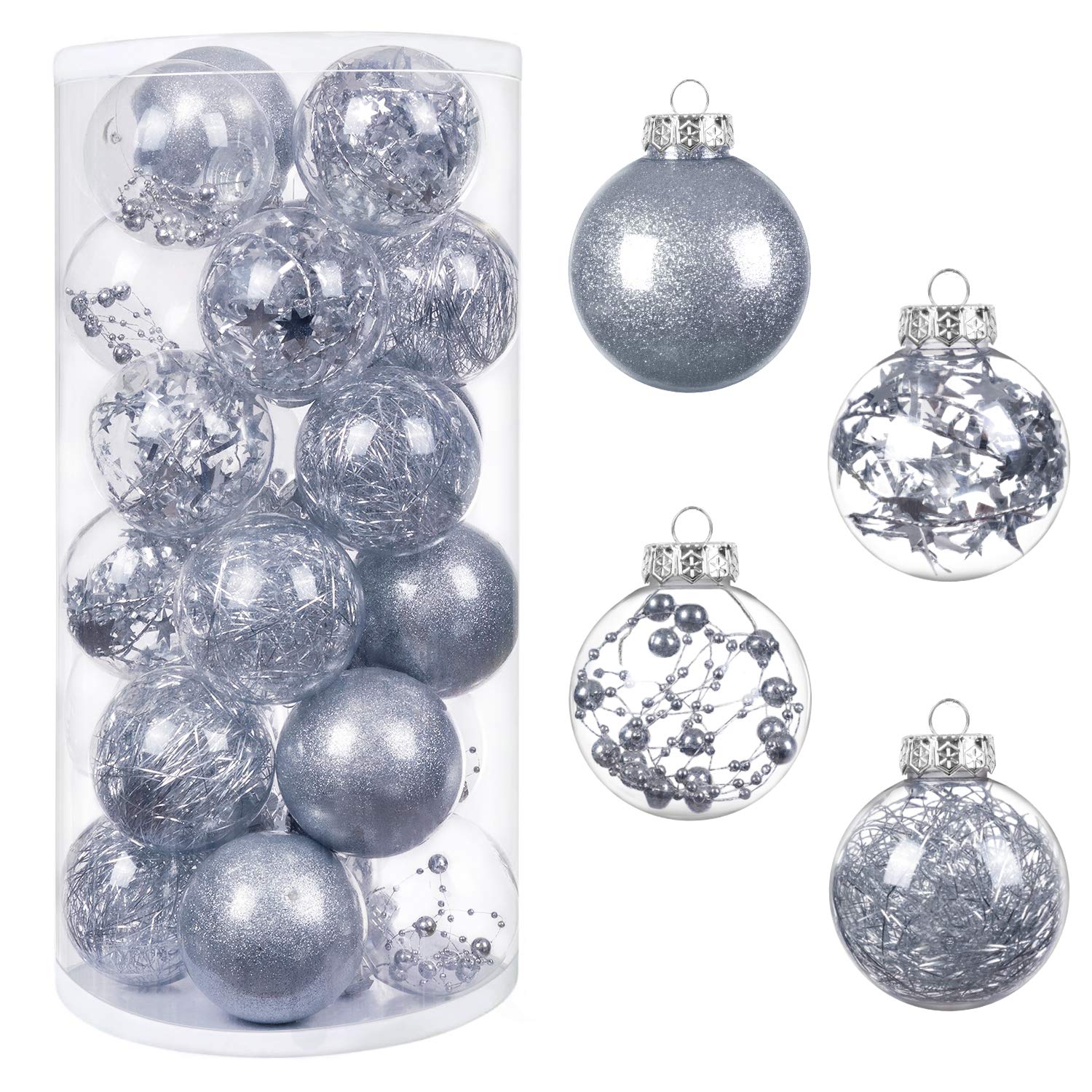 24 Pcs Christmas Ornaments Set - 4 Styles Shatterproof Tree Balls for Holiday Decor