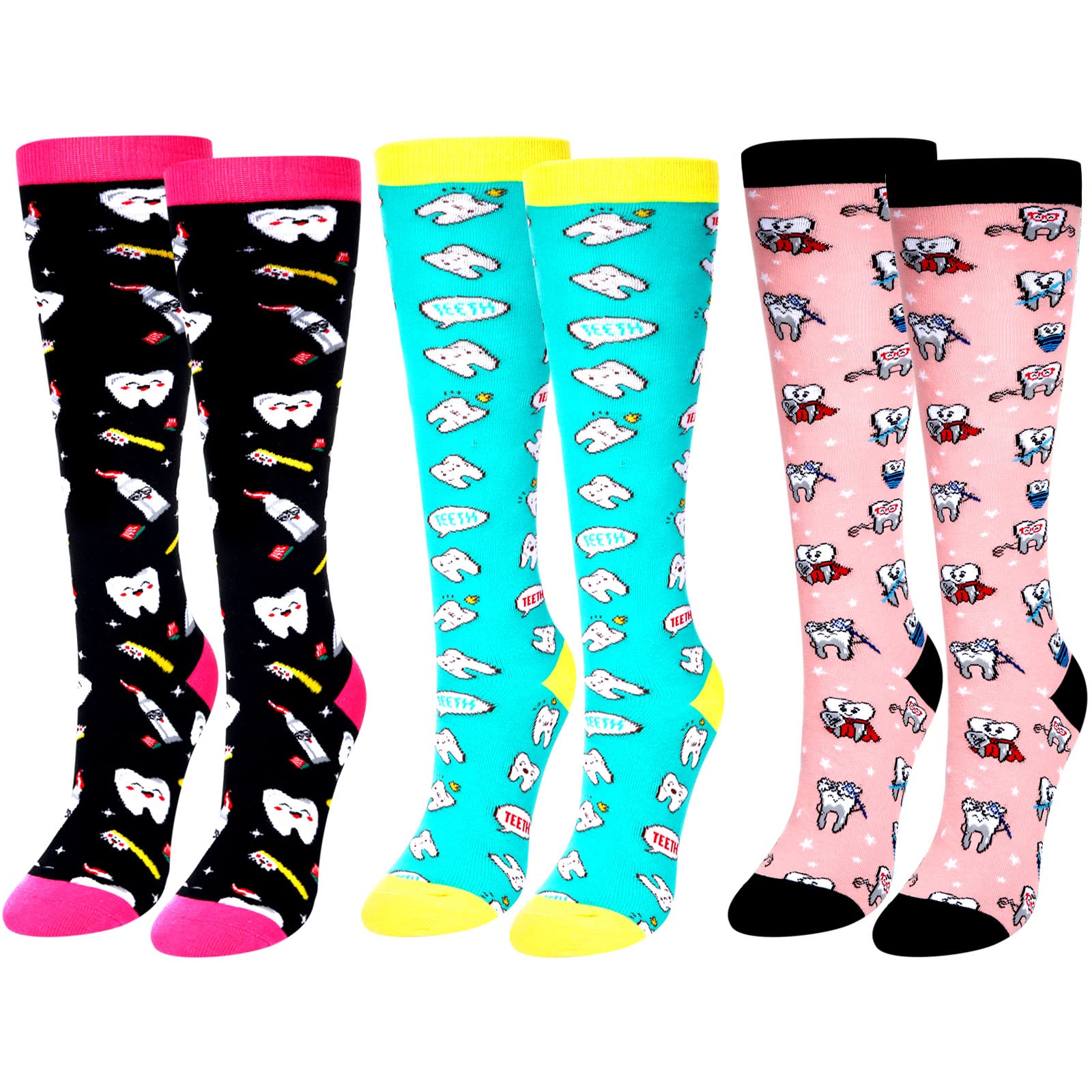 SATINIOR 3 Pairs Nurse Compression Socks - Medical Support Socks for Women & Men - Perfect for Nurses, Dentists, Healthcare Workers - Ideal for Long Shifts, Standing Jobs & Athletic Activities