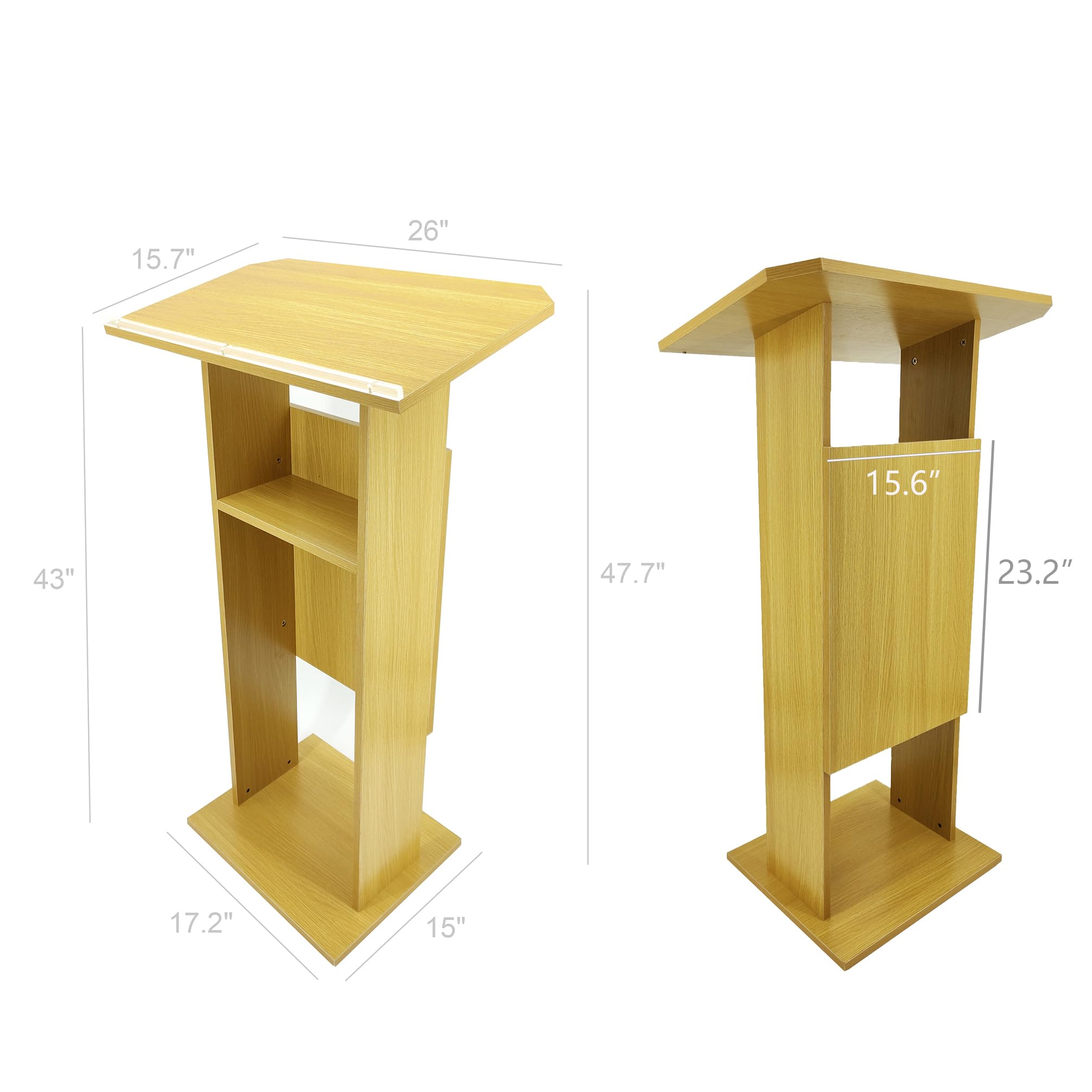 FixtureDisplays® Wooden Podium Lectern - MDF Wood Stand for Church, Wedding, Reception & Events - 14302 - Perfect for Speeches, Presentations & Ceremonies