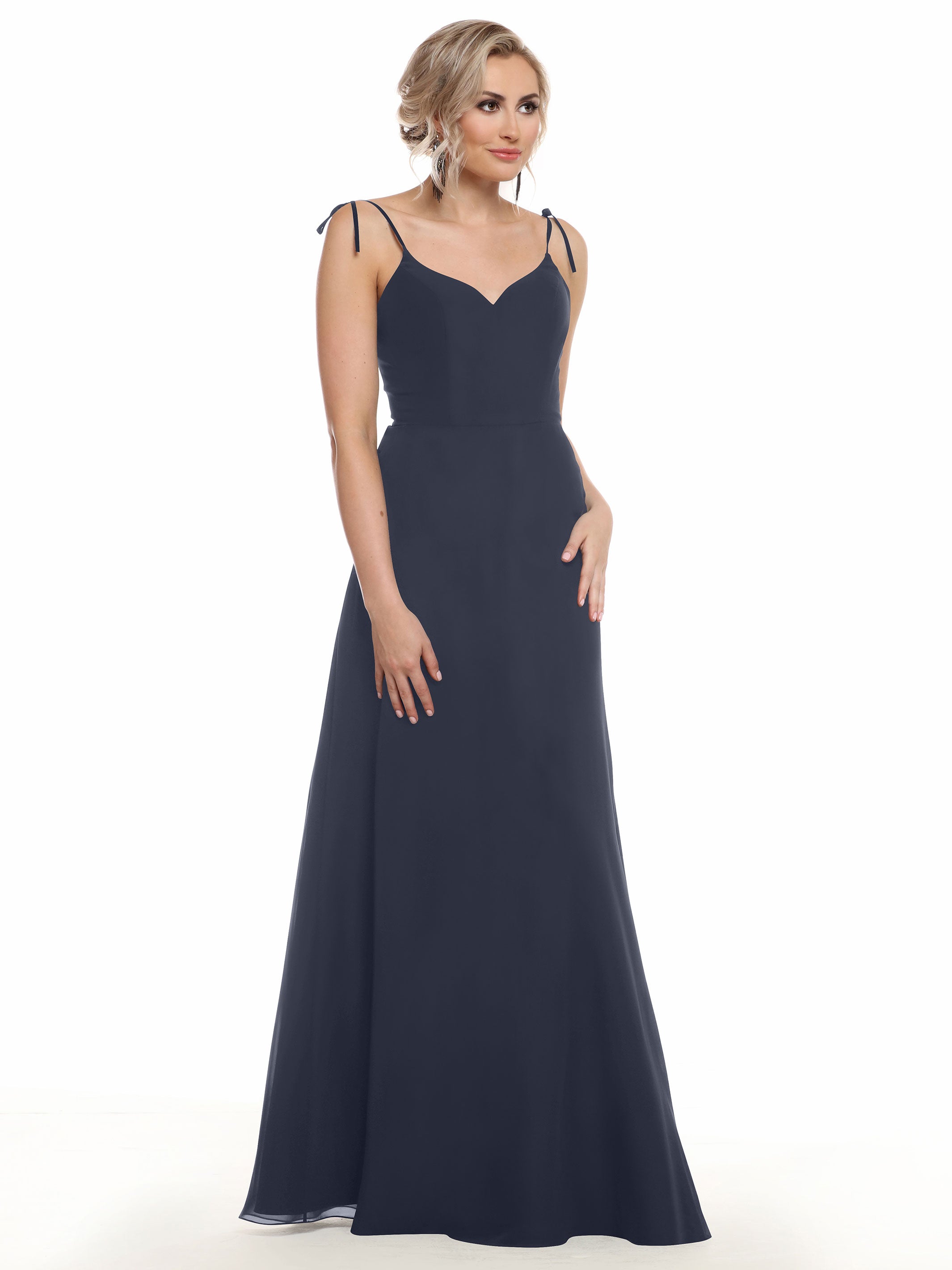 Elegant 80144 Chiffon A-Line Bridesmaid Dress with V-Neck & Spaghetti Straps - Perfect for Weddings, Formal Events & Special Occasions