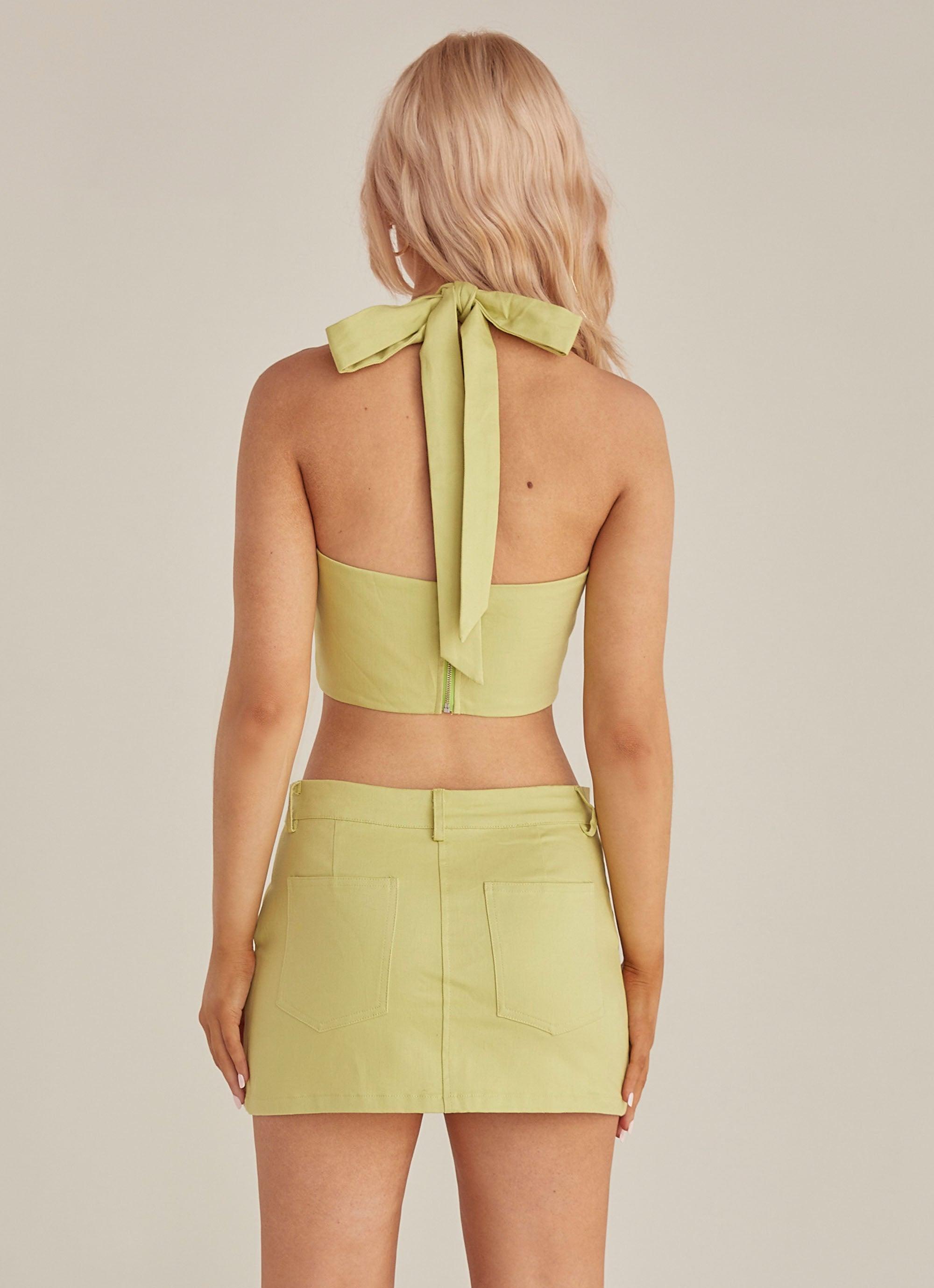 Feel The Sun Drill Mini Skirt in Sage Green - Perfect for Summer Outfits, Beach Vacations & Casual Wear