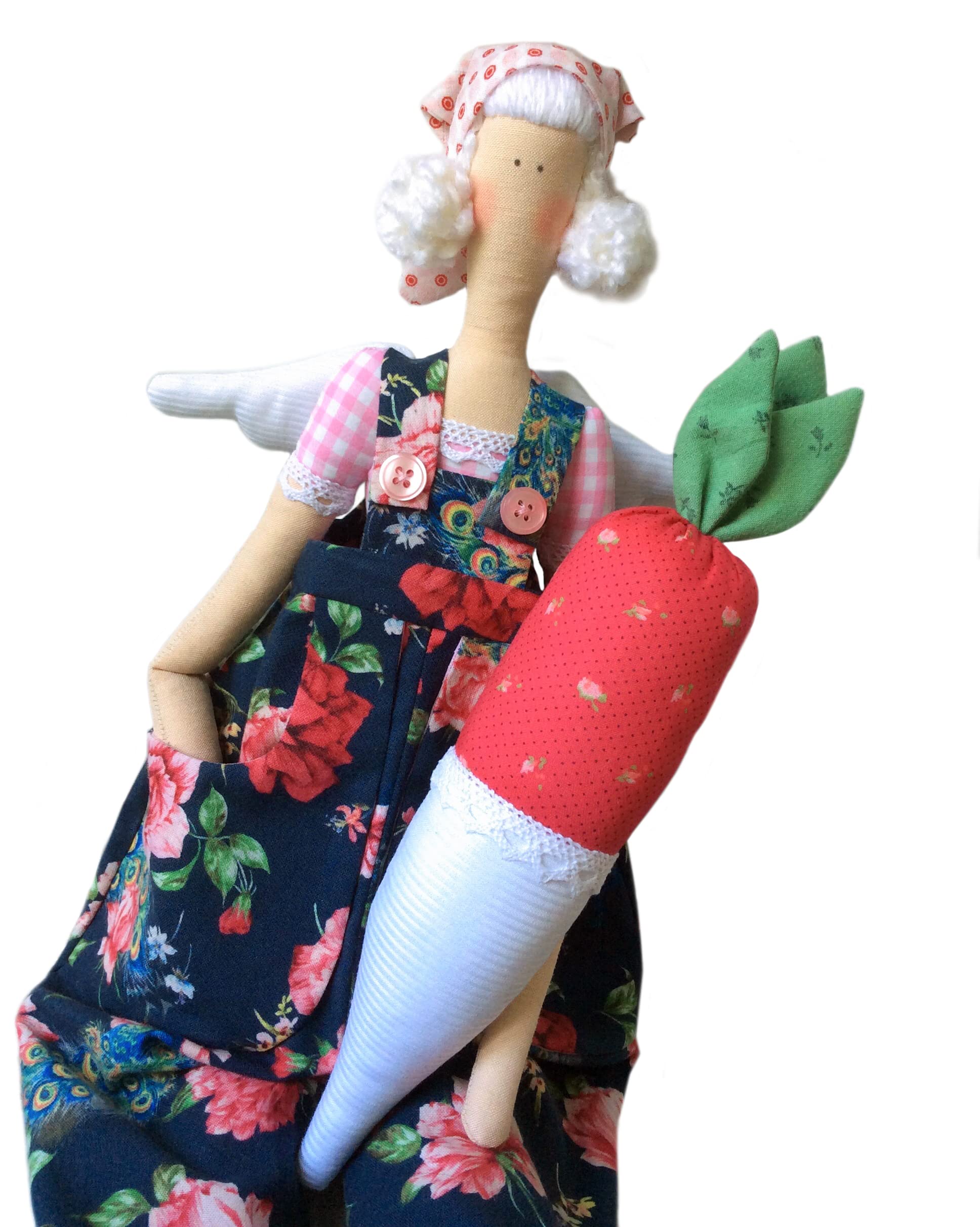 Handmade Tilda Angel Doll with Radish - Perfect Summer Gift for Mom, Wife, or Garden Lover | Home Decor, Birthday Present, Outdoor Garden Ornament