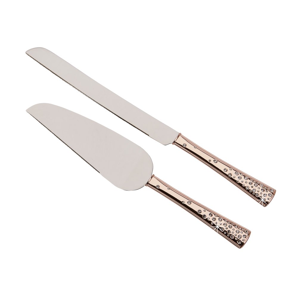 Elegant Rose Gold Knife and Server Set - Perfect for Weddings, Anniversaries, and Special Occasions - Unique Gift Idea for Brides, Couples, and Hosts