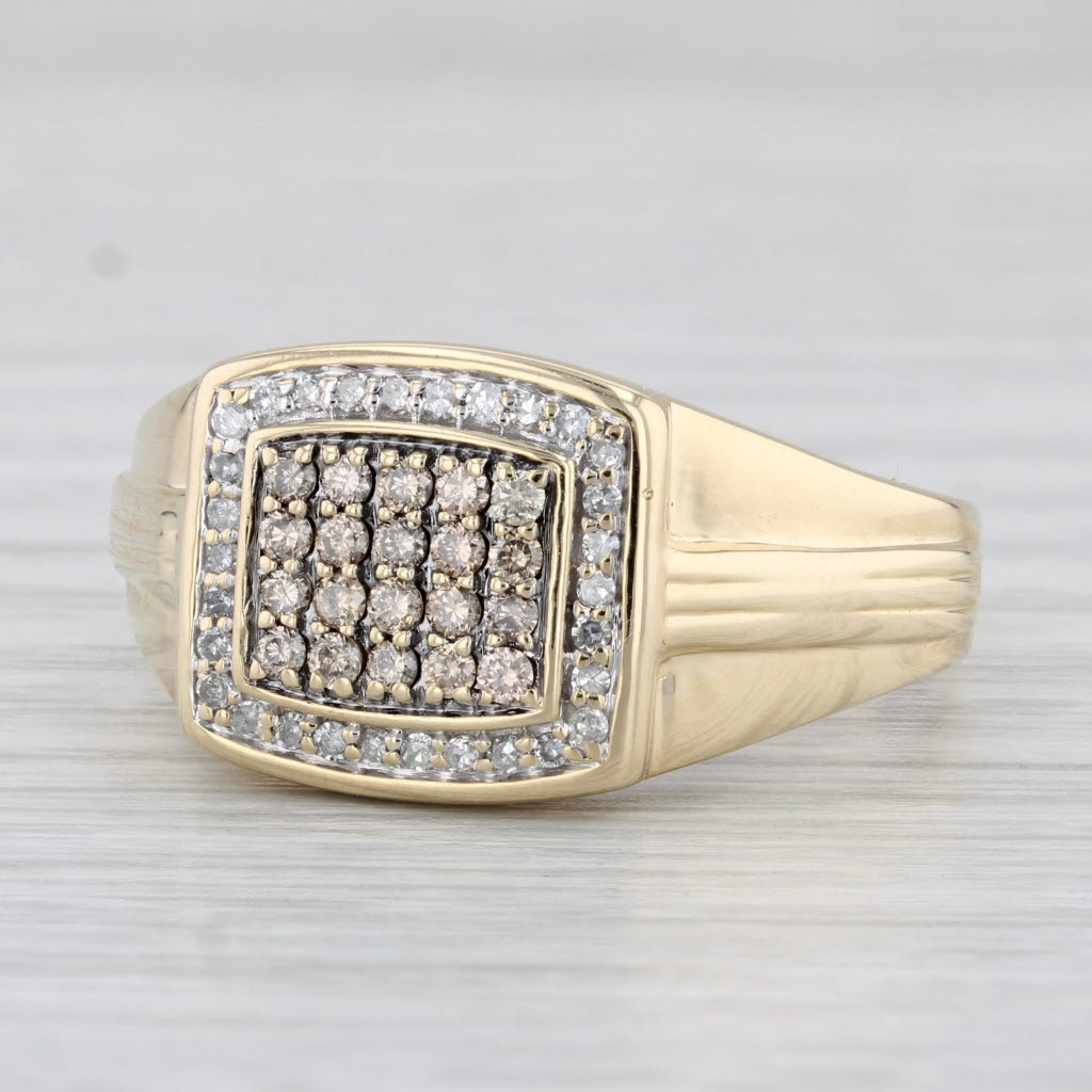 0.47ctw Diamond Cluster Men's Wedding Band Ring 10k Yellow Gold Size 12.5 - Perfect for Engagement, Anniversary Gifts & Special Occasions