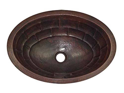Copper Oval Bathroom Sink 6x14x19 Inches - Matte Turtle Shell Design - Vintage Farmhouse Style for Bathroom & Powder Room Renovation
