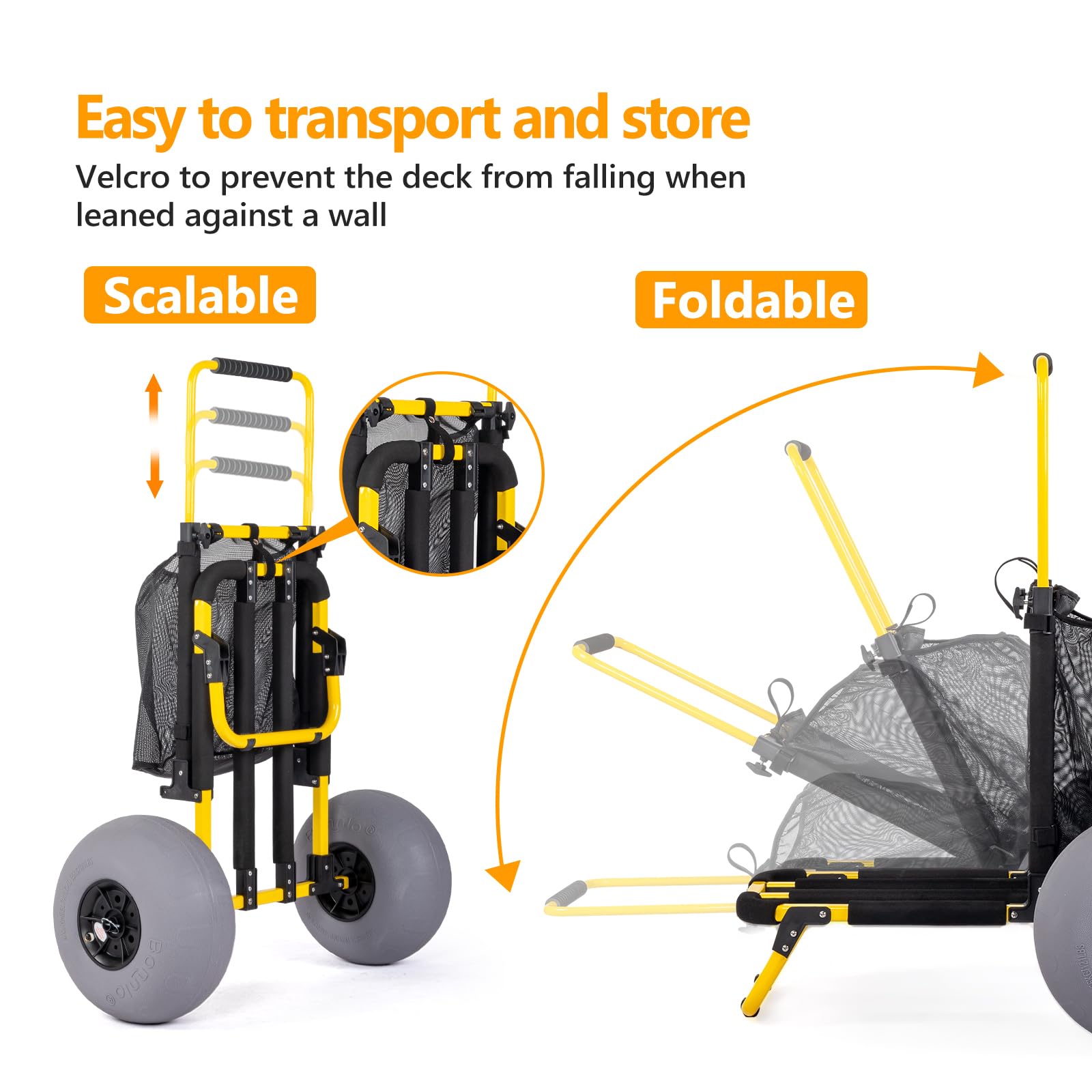 Bonnlo Beach Fishing Cart - Heavy Duty Foldable Beach Wagon with 12