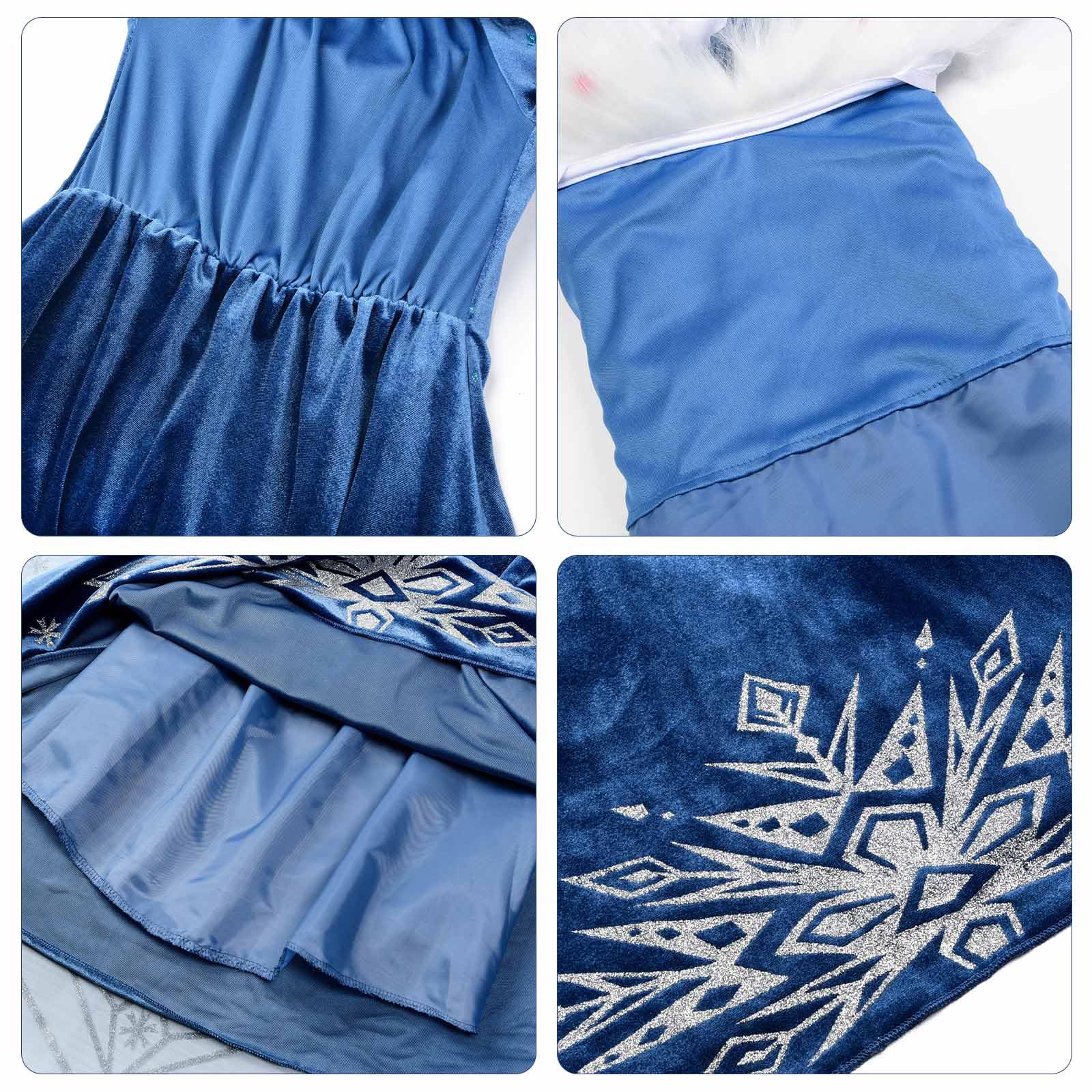 **Royal Blue Princess Costume for Girls - Halloween, Christmas, Birthday Party Dress - Snow Queen Cosplay Outfit - Perfect for Dress-Up, Role Play & Special Occasions**