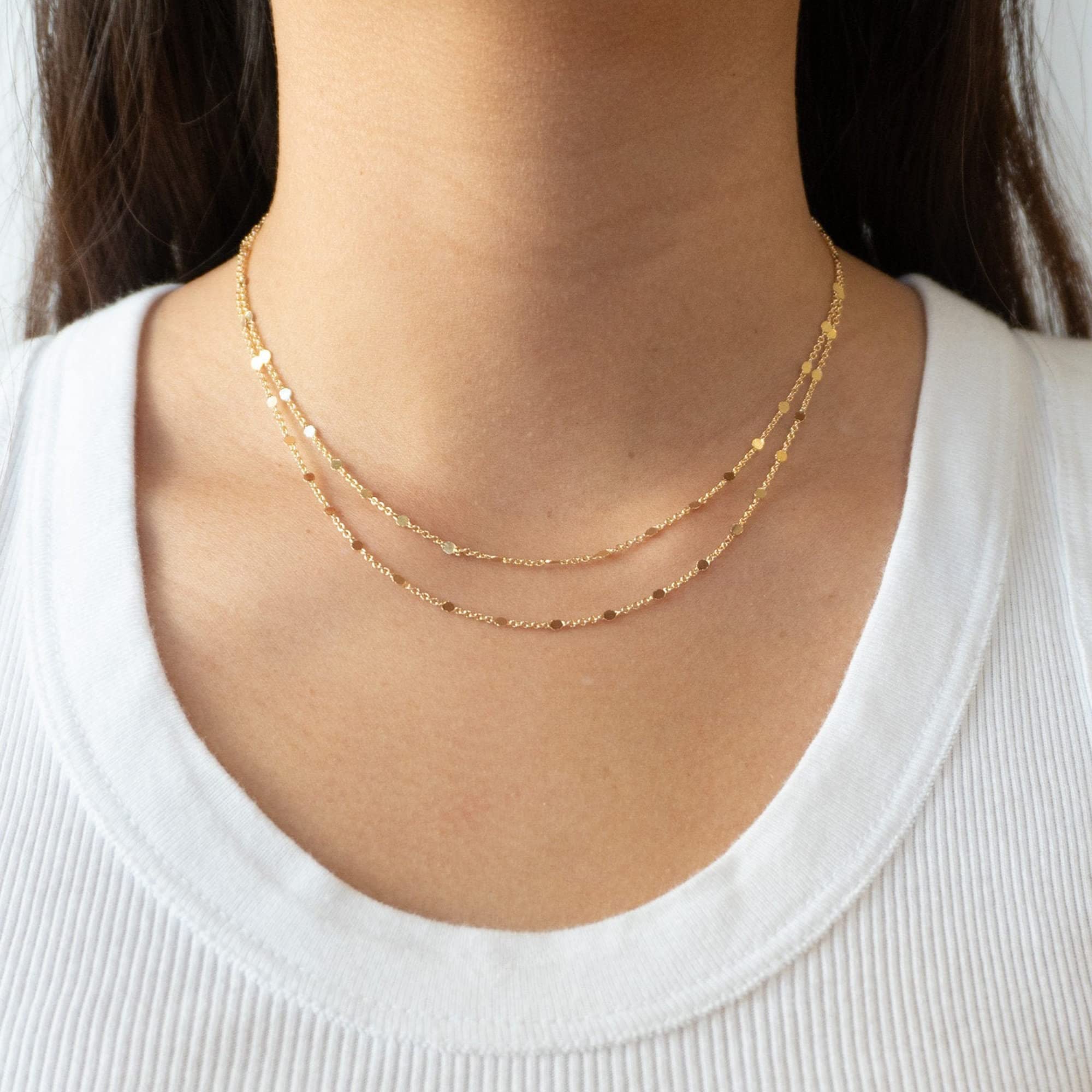 14K Gold Plated Thin Beaded Wave Box Chain Necklace for Women - Dainty Layered Minimalist Choker Jewelry | Perfect for Everyday Wear, Date Nights & Gift Giving