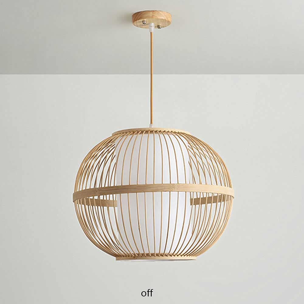 Rustic Asian Teahouse Chandelier - Handmade Bamboo Globe Pendant Light with E27 Socket, Pastoral Lighting Fixture for Cafe, Bar & Restaurant - Perfect for Zen Decor, Boho Interior Design and Asian-Themed Spaces