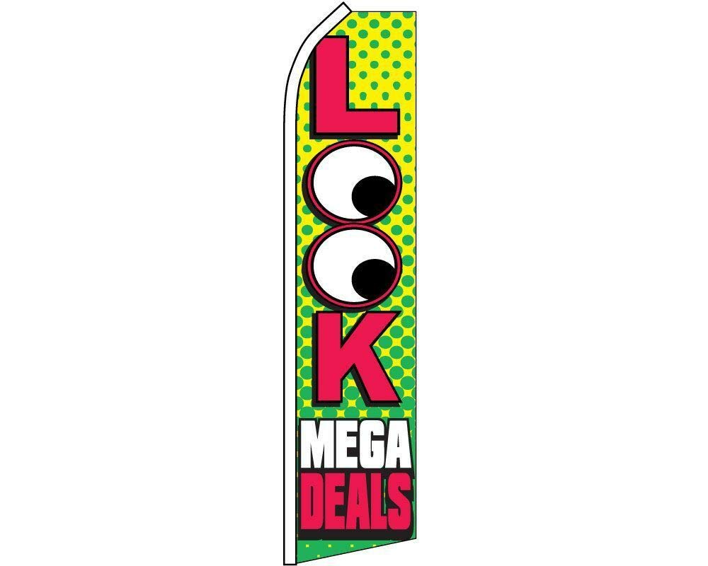 Premium Yellow Green Pink Swooper Super Feather Advertising Flags - Durable Outdoor/Indoor Banners for Sports Events, Car Dealerships & Store Promotions